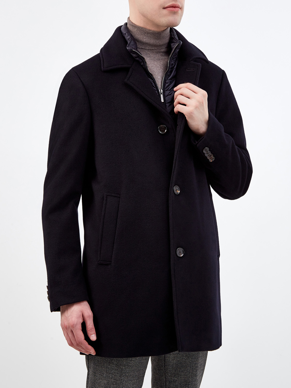 Пальто из шерсти и кашемира с пуховой стеганой вставкой MOORER, цвет черный, размер 56;58;60;64;52 - фото 3