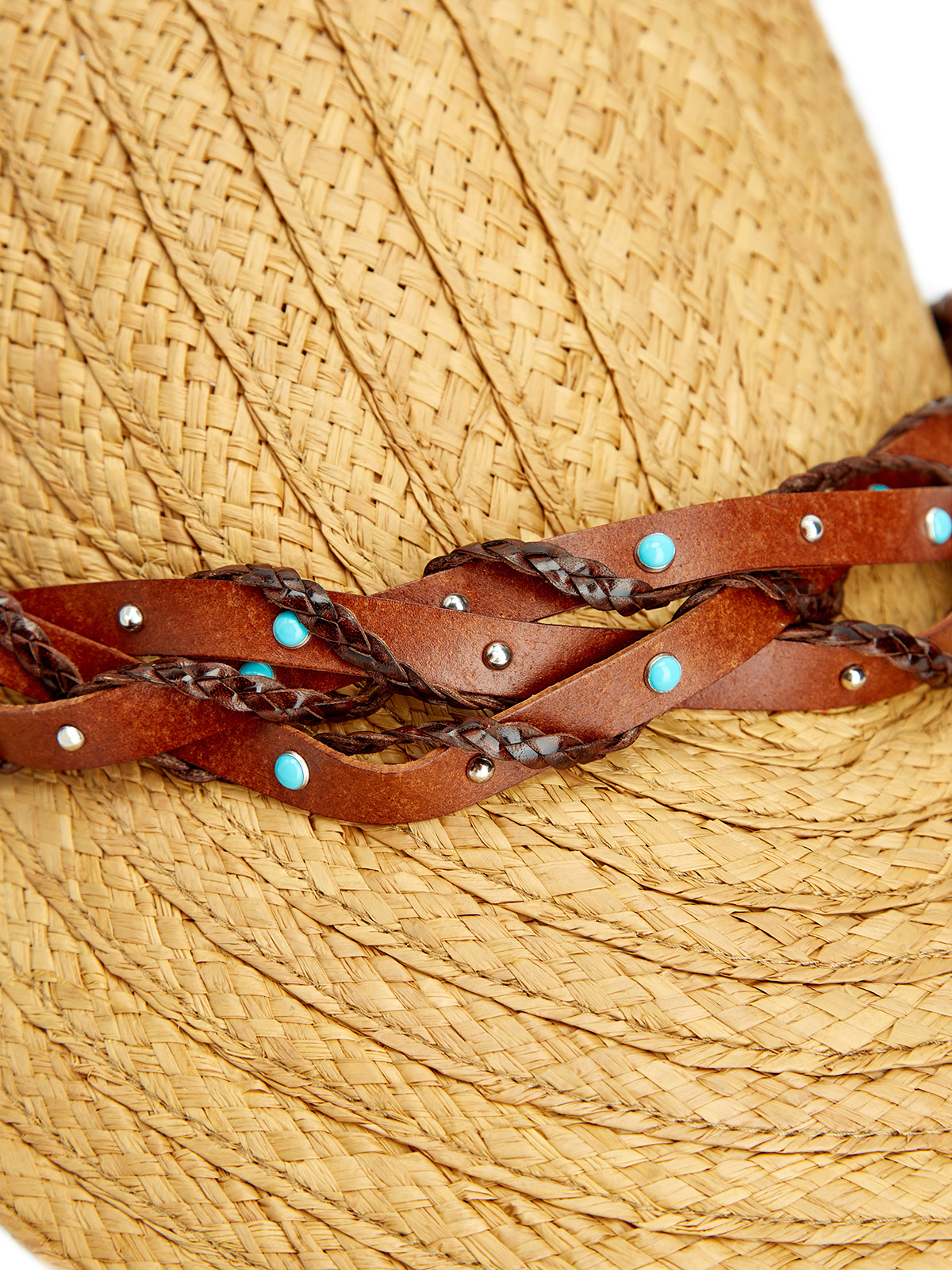 Шляпа-козырек из плетеной рафии с кожаным ремешком LORENA ANTONIAZZI, цвет коричневый, размер S;M;L - фото 5