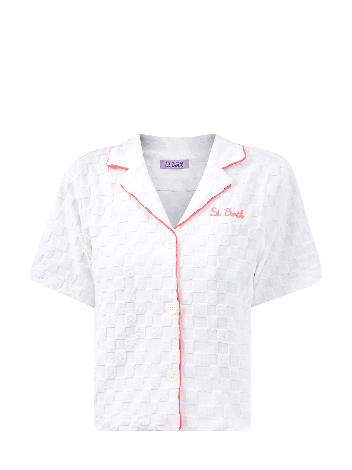 Рубашка с короткими рукавами из мягкого фактурного хлопка MC2 SAINT BARTH, цвет белый, размер 38;40;42