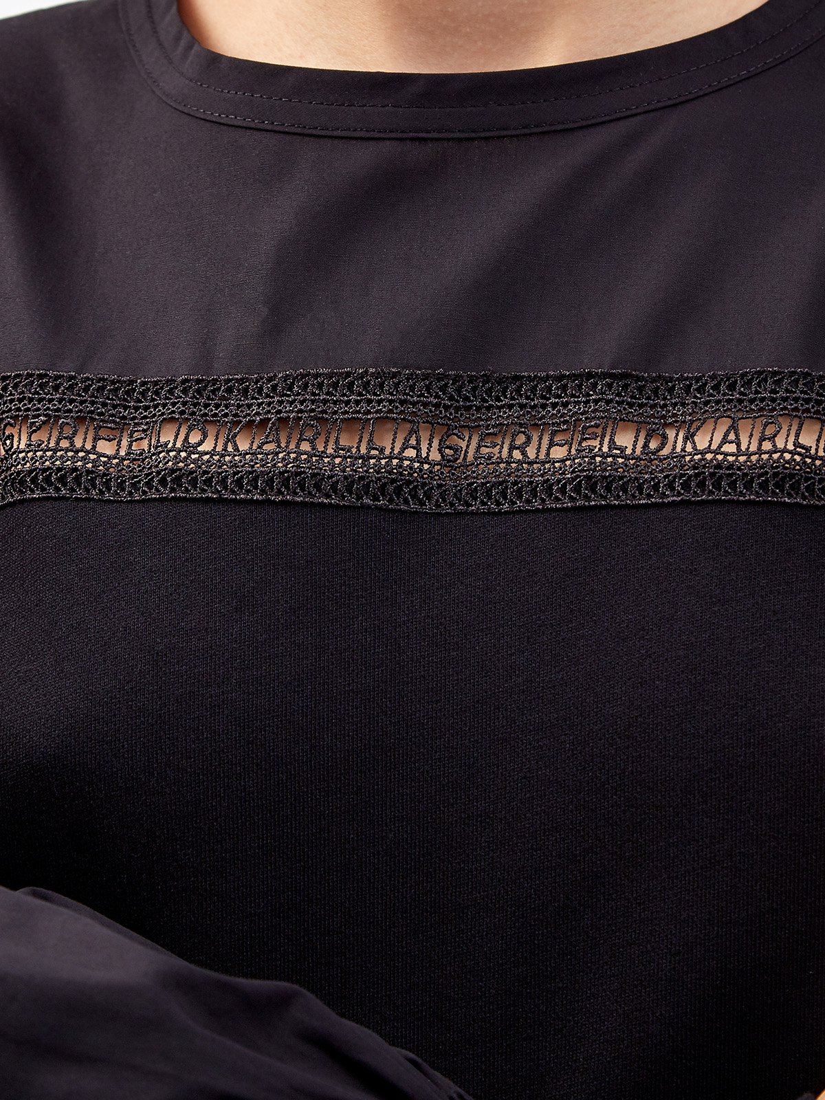 Черное платье-толстовка из комбинированного хлопка KARL LAGERFELD, цвет черный, размер S;M;L;XS - фото 5