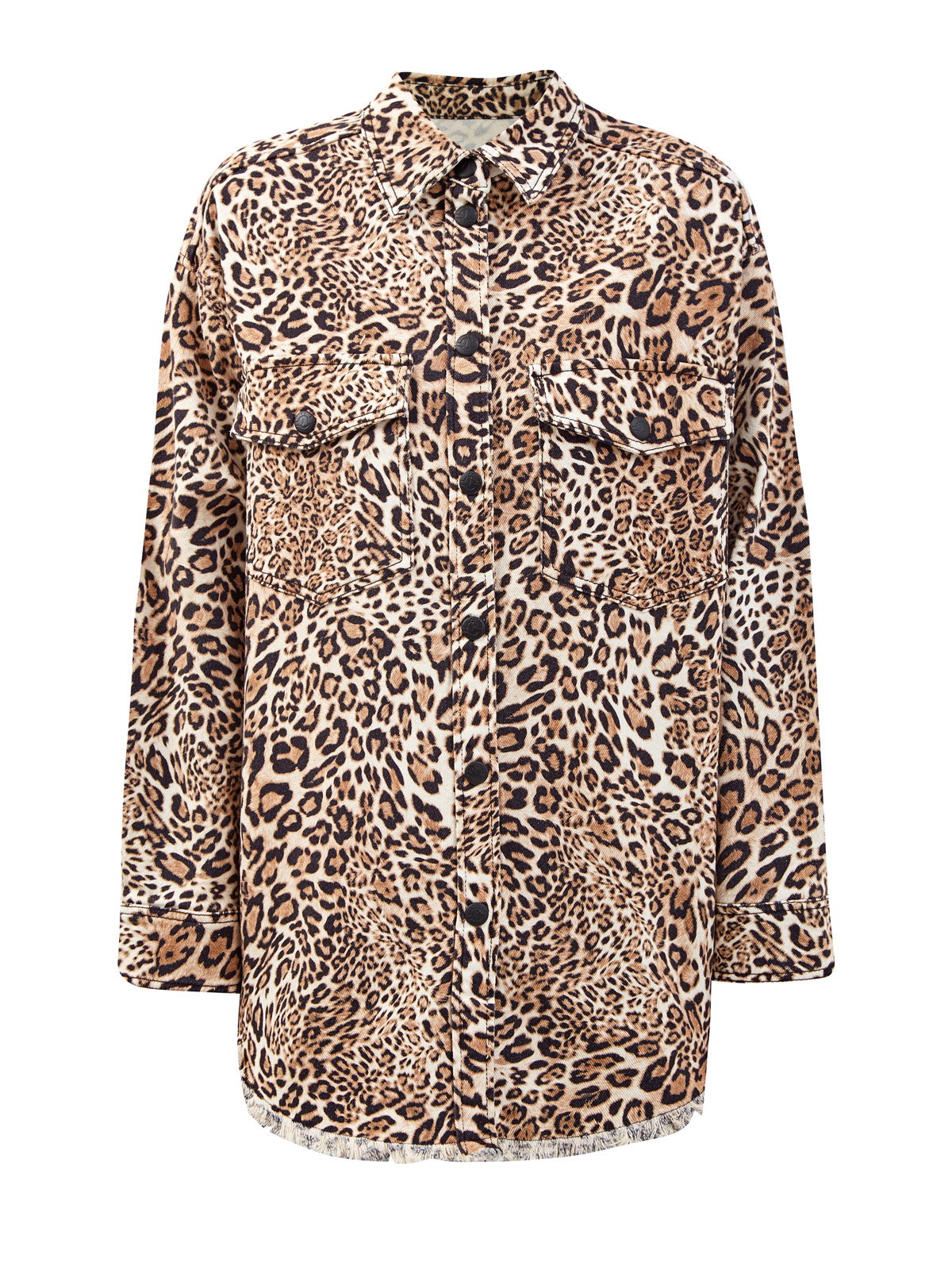 Рубашка из плотного хлопка с принтом и макро-вышивкой GAELLE PARIS, цвет коричневый, размер 42;44;40