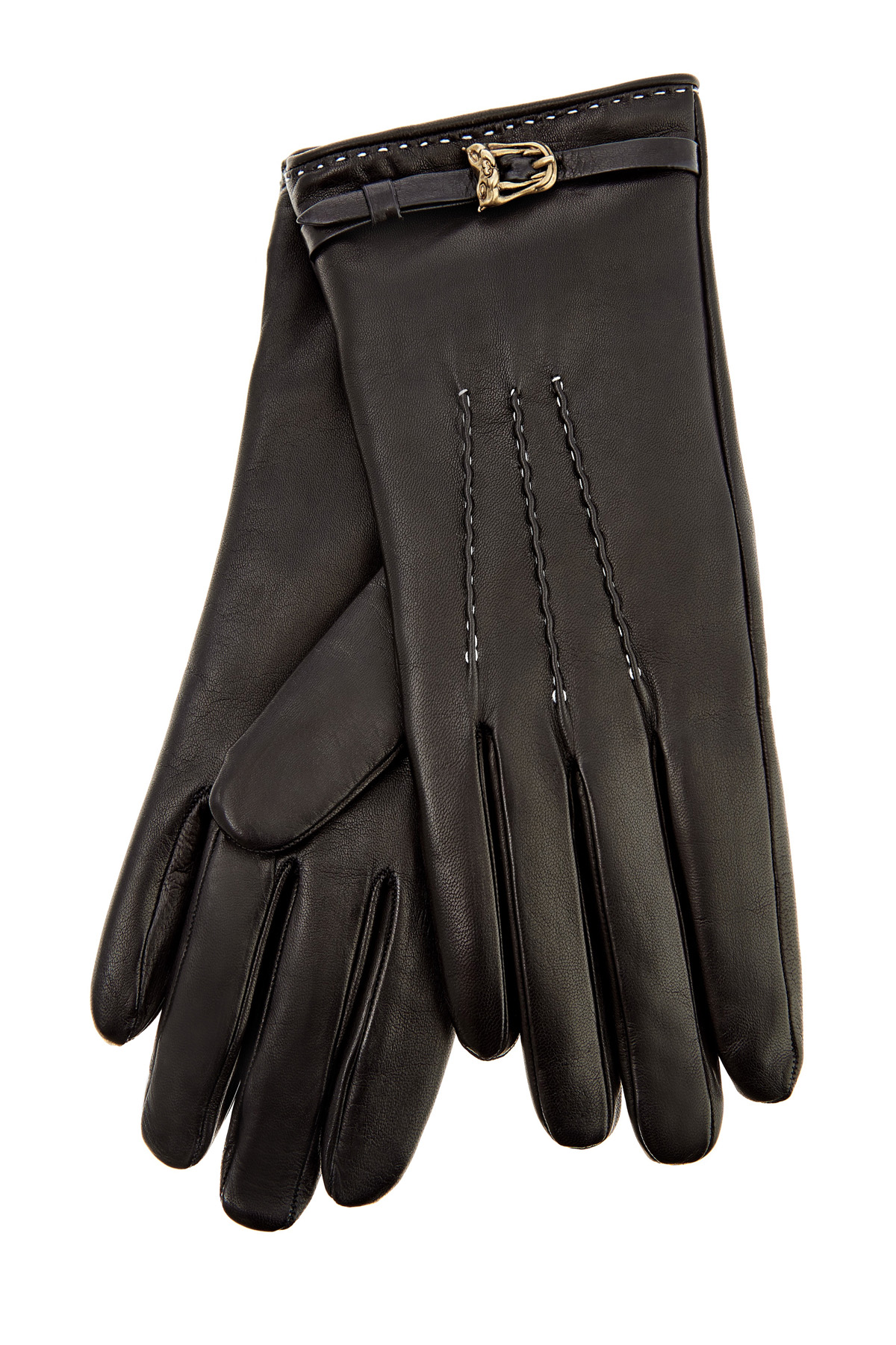 Перчатки из кожи наппа с объемными швами ручной работы ERMANNO SCERVINO, цвет черный, размер L;XS - фото 1
