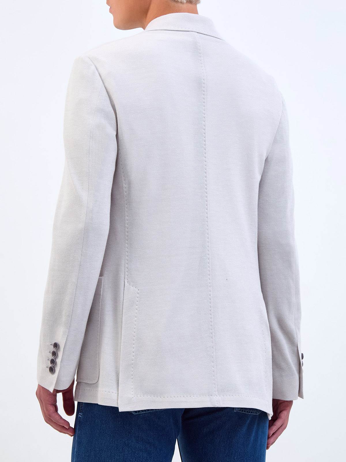 Блейзер приталенного кроя из фактурной хлопковой ткани CANALI, цвет белый, размер 50;52;54 - фото 4