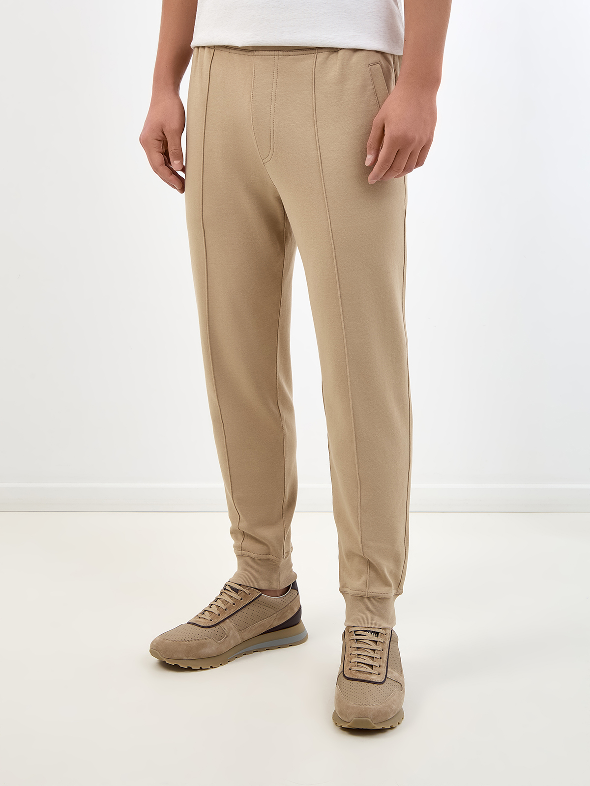 Хлопковые брюки-джоггеры Travelwear с поясом на кулиске BRUNELLO CUCINELLI, цвет бежевый, размер 50;54;48 - фото 3
