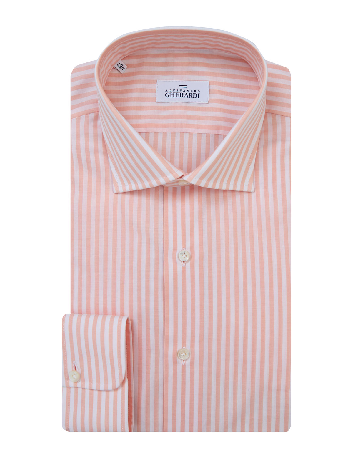 

Рубашка из гладкого хлопкового поплина с принтом в полоску, Оранжевый, Рубашка из гладкого хлопкового поплина с принтом в полоску