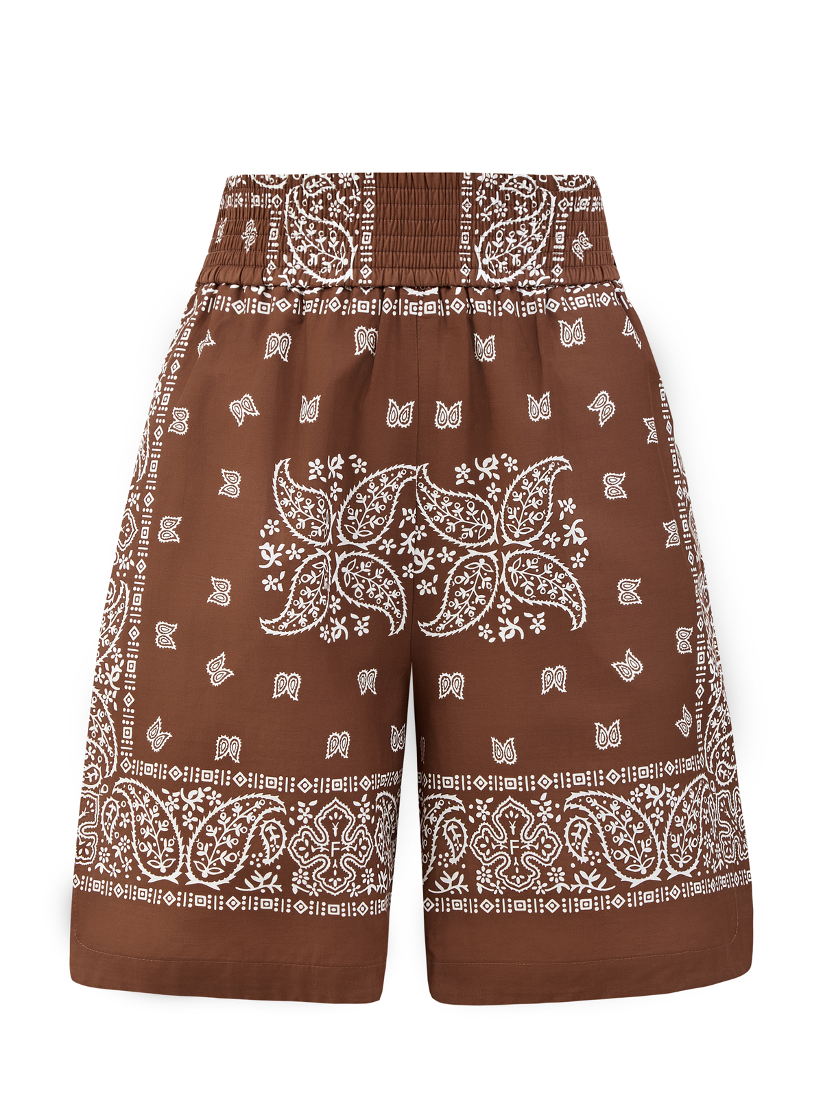 Свободные шорты из муслина с платочным принтом FABIANA FILIPPI коричневого цвета