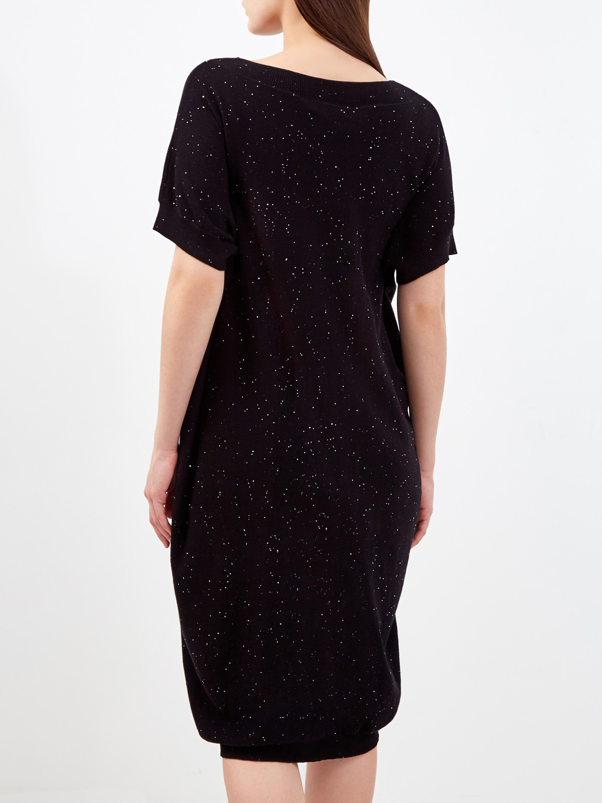 Платье из хлопковой пряжи с миниатюрными вплетенными пайетками RE VERA, цвет черный, размер XL;3XL;M - фото 4