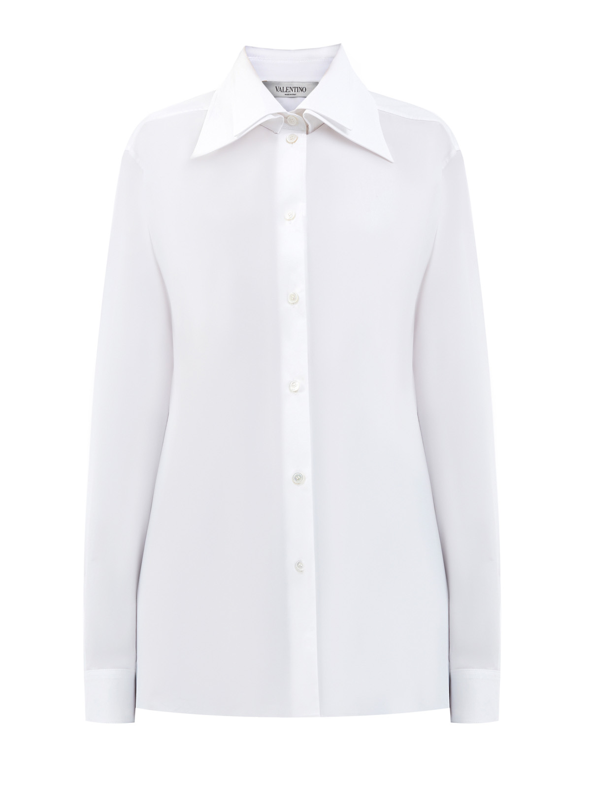 Белая рубашка из хлопкового поплина с двойным воротником VALENTINO, цвет белый, размер 36;38;40;42