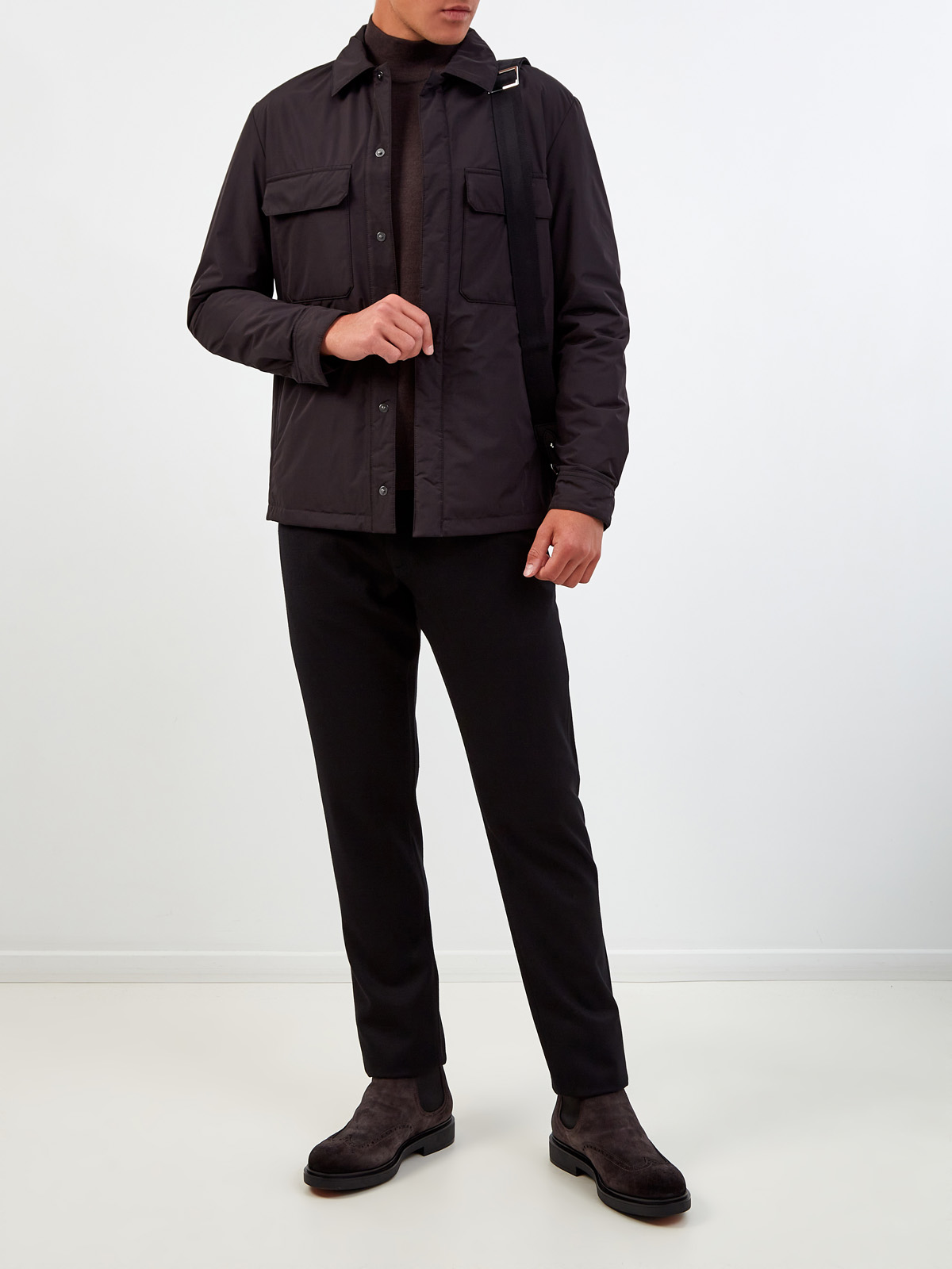 Однотонные брюки из шерсти с замшевой окантовкой CANALI, цвет черный, размер 50;52;54;56 - фото 2