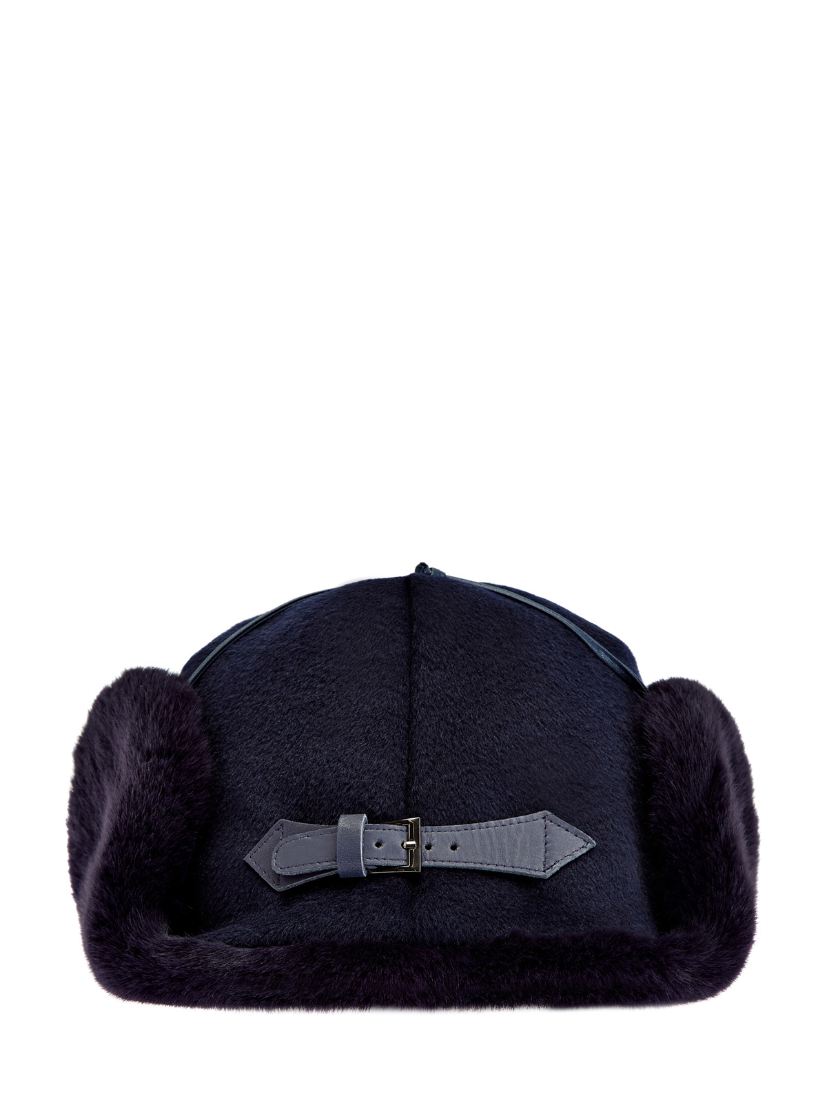 Утепленная шапка-трансформер из шерсти и эко-меха CUDGI, цвет синий, размер L - фото 3