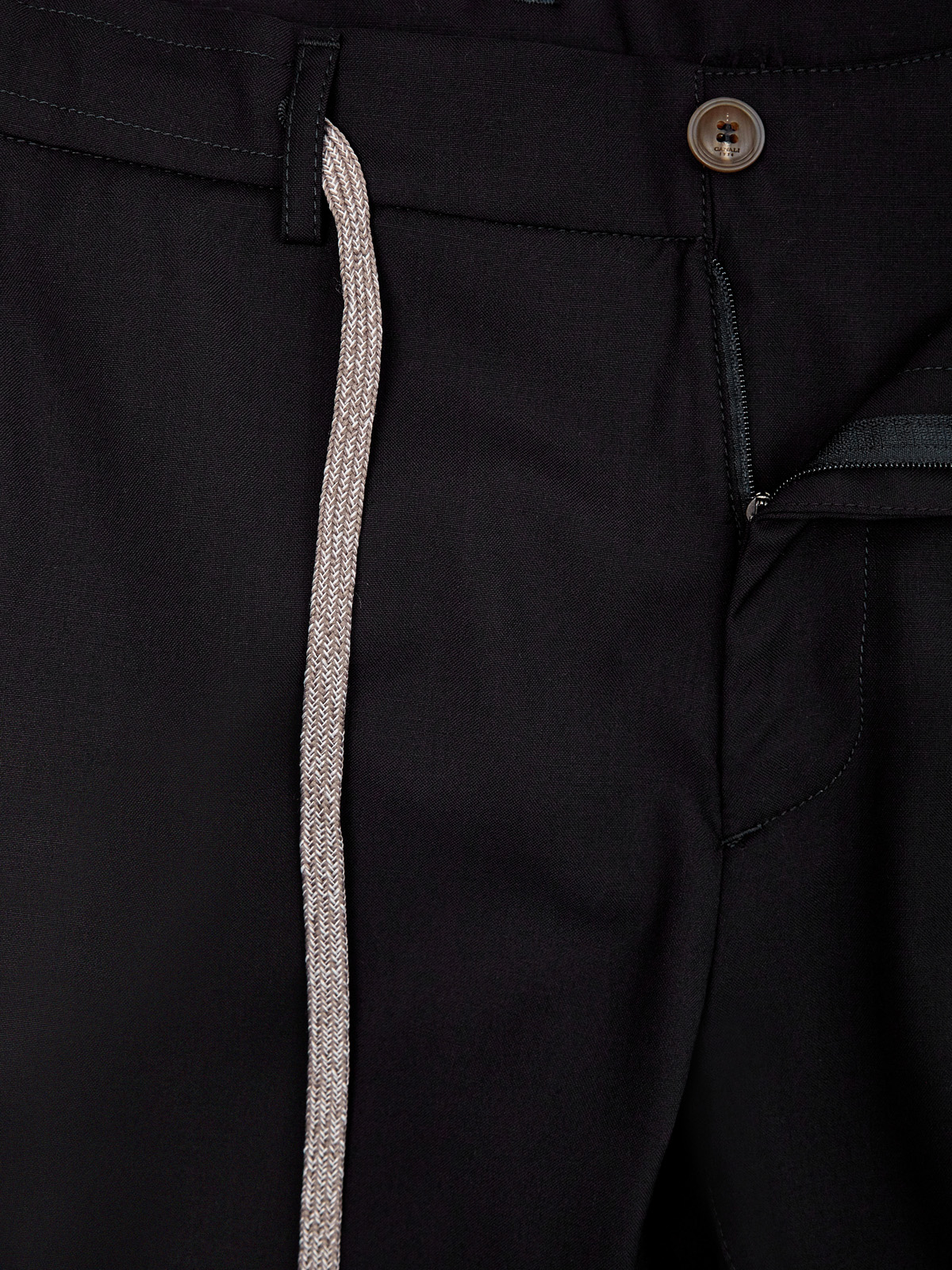 Однотонные брюки из шерстяной ткани с поясом на кулиске CANALI, цвет черный, размер 46;50;56;48 - фото 7