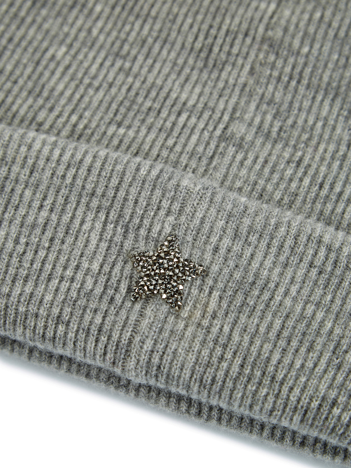 Шерстяная шапка с волокнами кашемира и символикой Swarovski LORENA ANTONIAZZI, цвет серый, размер S - фото 3