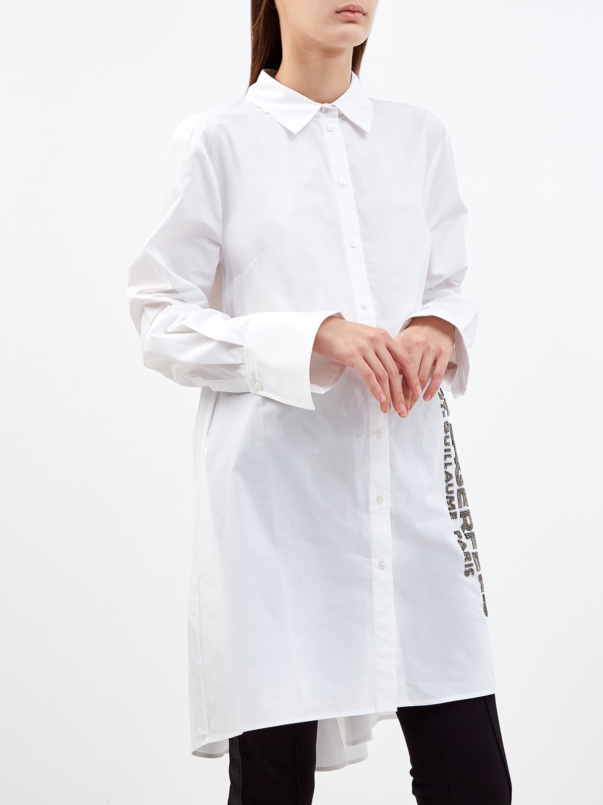 Удлиненная рубашка из поплина с декором на спинке KARL LAGERFELD, цвет белый, размер M;L - фото 3
