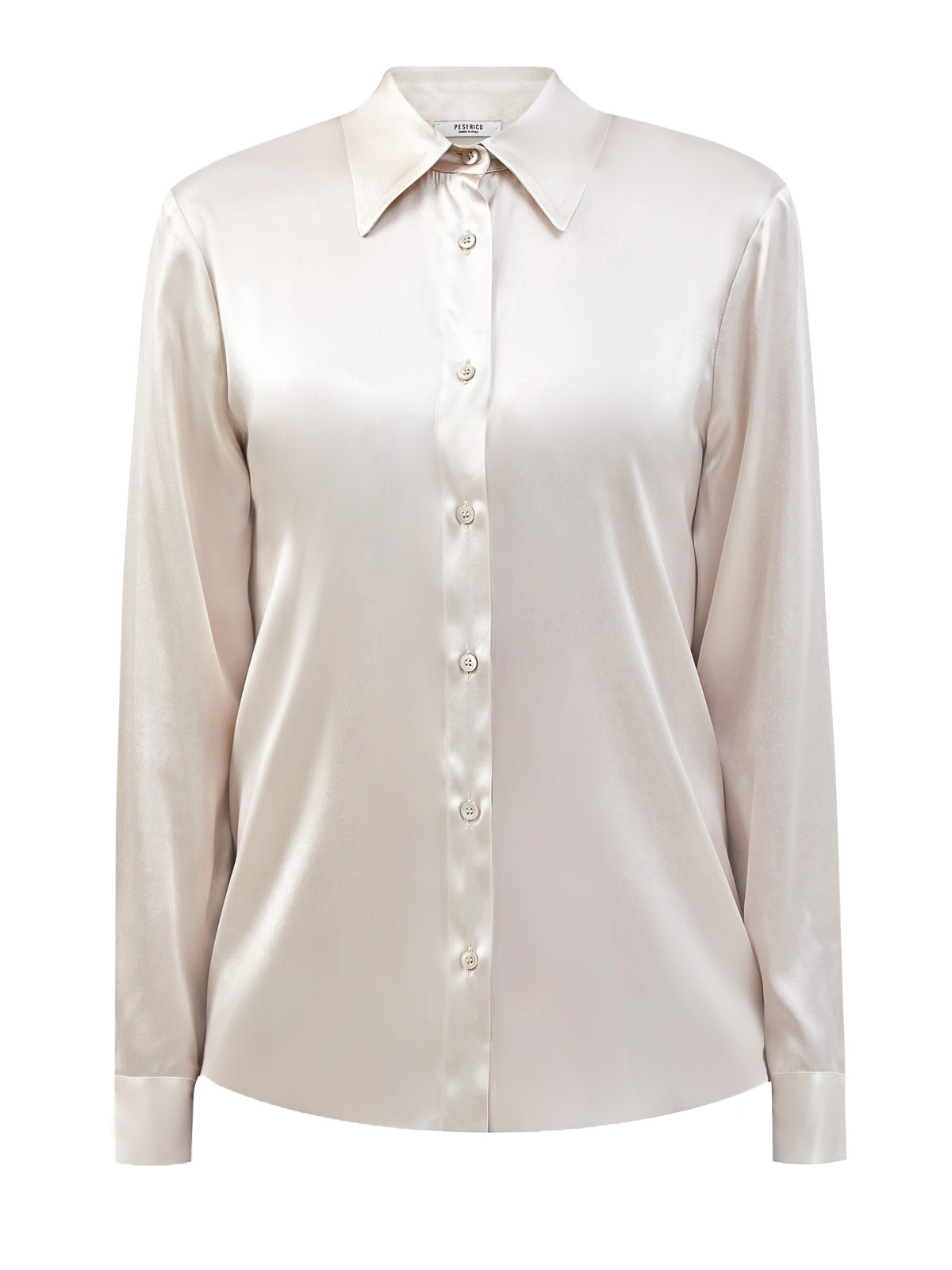 Блуза из струящегося атласного шелка PESERICO, цвет бежевый, размер 42;44;40
