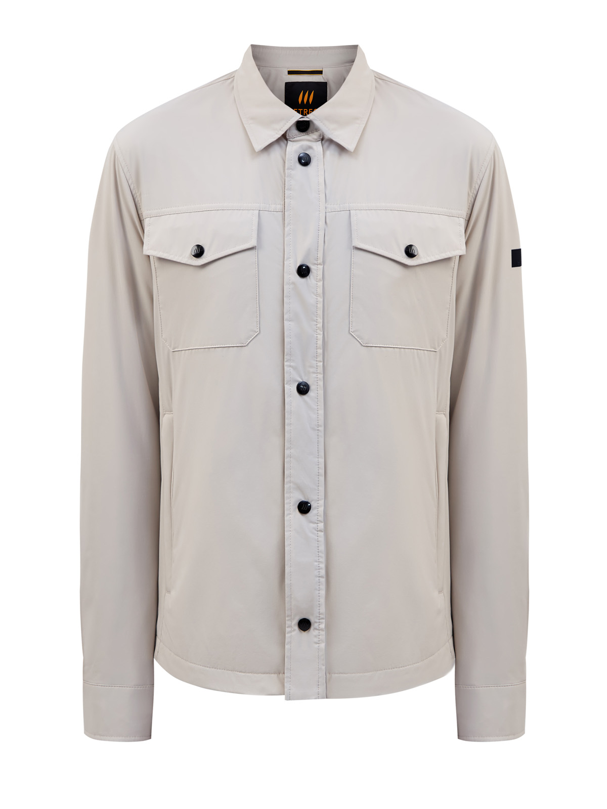 Куртка-рубашка из гладкого матового нейлона с контрастным патчем HETREGO, цвет бежевый, размер XL;2XL
