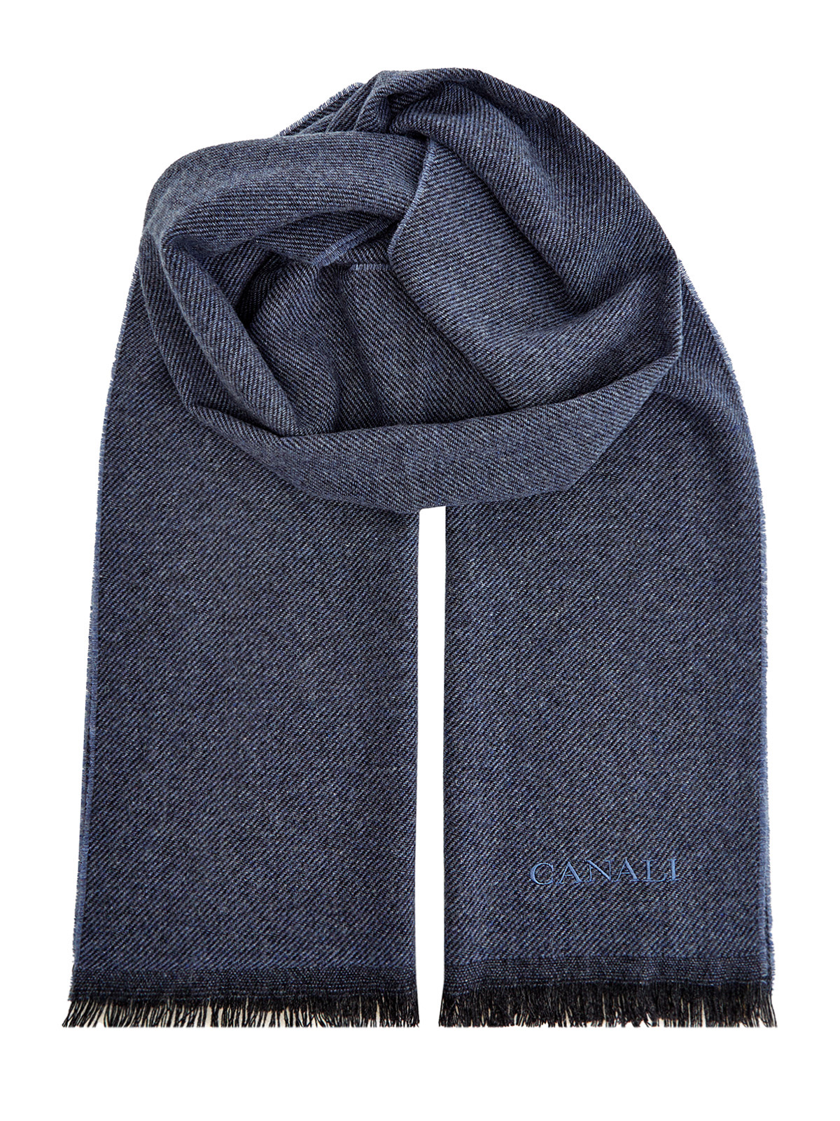 Кашемировый шарф из коллекции Exclusive с логотипом CANALI, цвет синий, размер 41.5;44;45