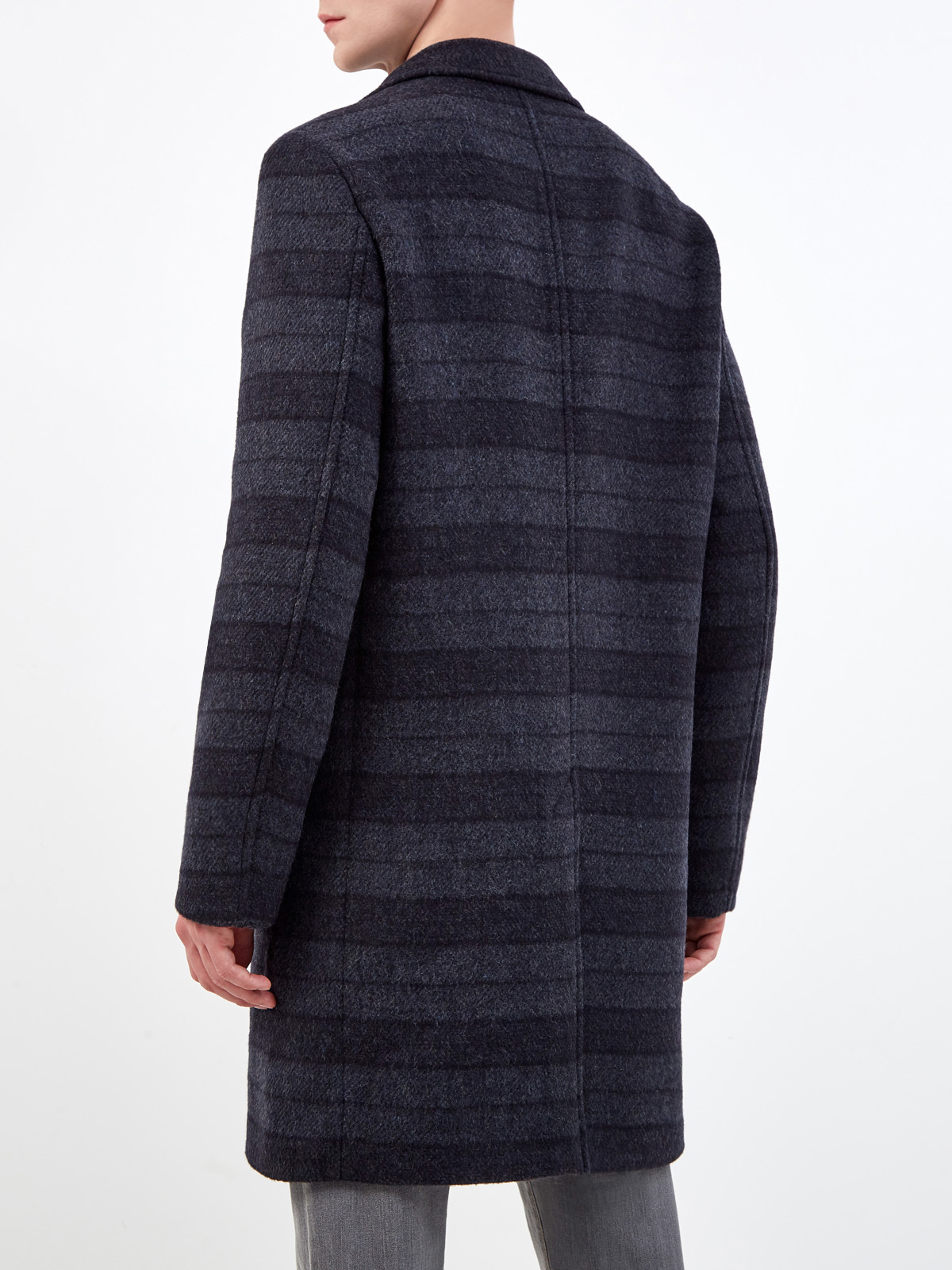 Классическое однобортное пальто из шерсти в полоску CUDGI, цвет синий, размер 52;54;56;58;50 - фото 4