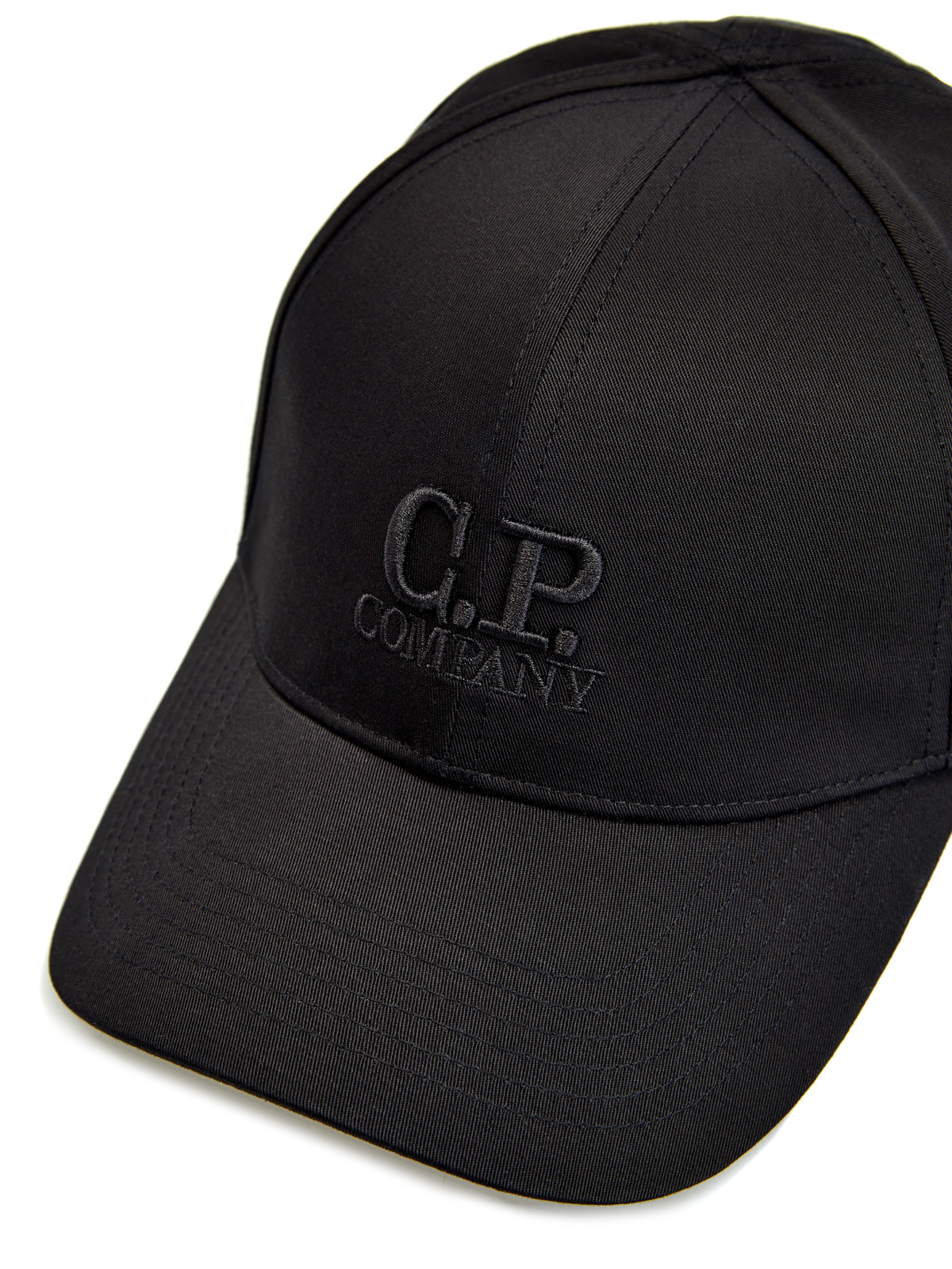 Однотонная бейсболка из габардина с вышитой символикой C.P.COMPANY, цвет черный, размер 45;45.5 - фото 4