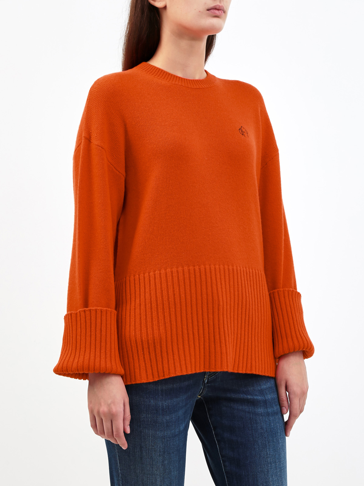 Пуловер свободного кроя с элементами английской вязки OFF-WHITE, цвет красный, размер 40;38;44 - фото 3