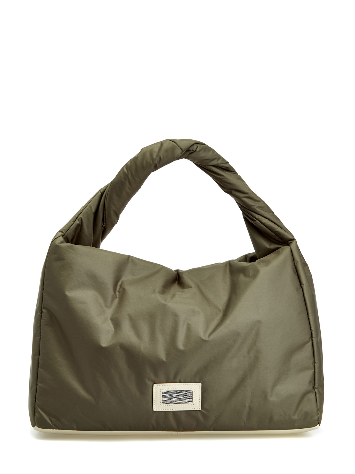 Объемная сумка из нейлона с кожаными вставками и цепочками Punto Luce PESERICO, цвет зеленый, размер 36;37;38;39;40;41 - фото 1