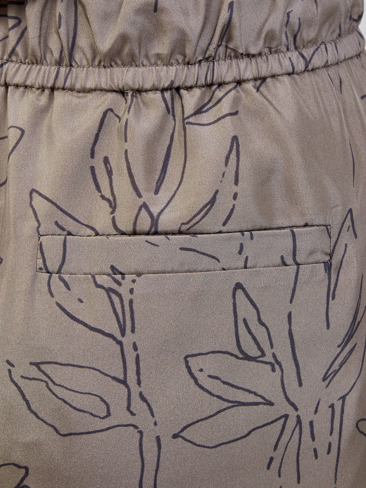 Брюки Pyjama Loose из шелковой ткани эпонж Ginkgo Print BRUNELLO CUCINELLI, цвет зеленый, размер 42 - фото 5