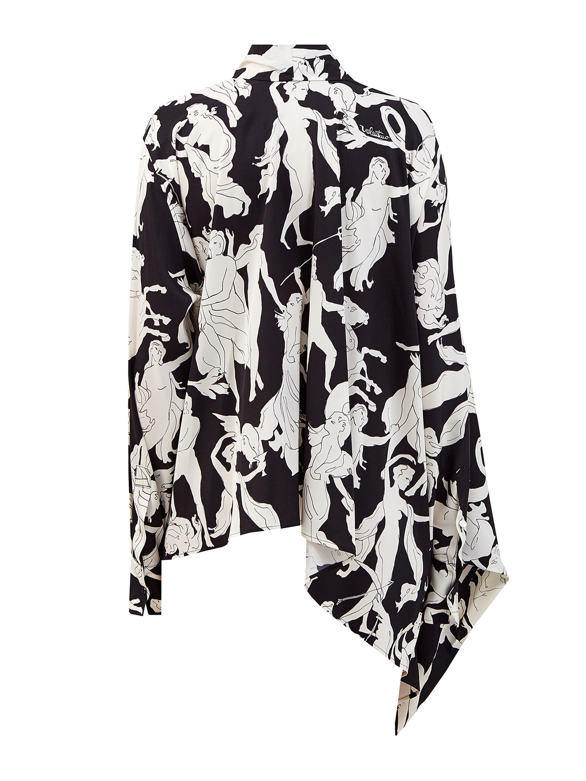 Асимметричная блуза Dancing Gods из шелкового твила VALENTINO, цвет черно-белый, размер 40;44 - фото 2
