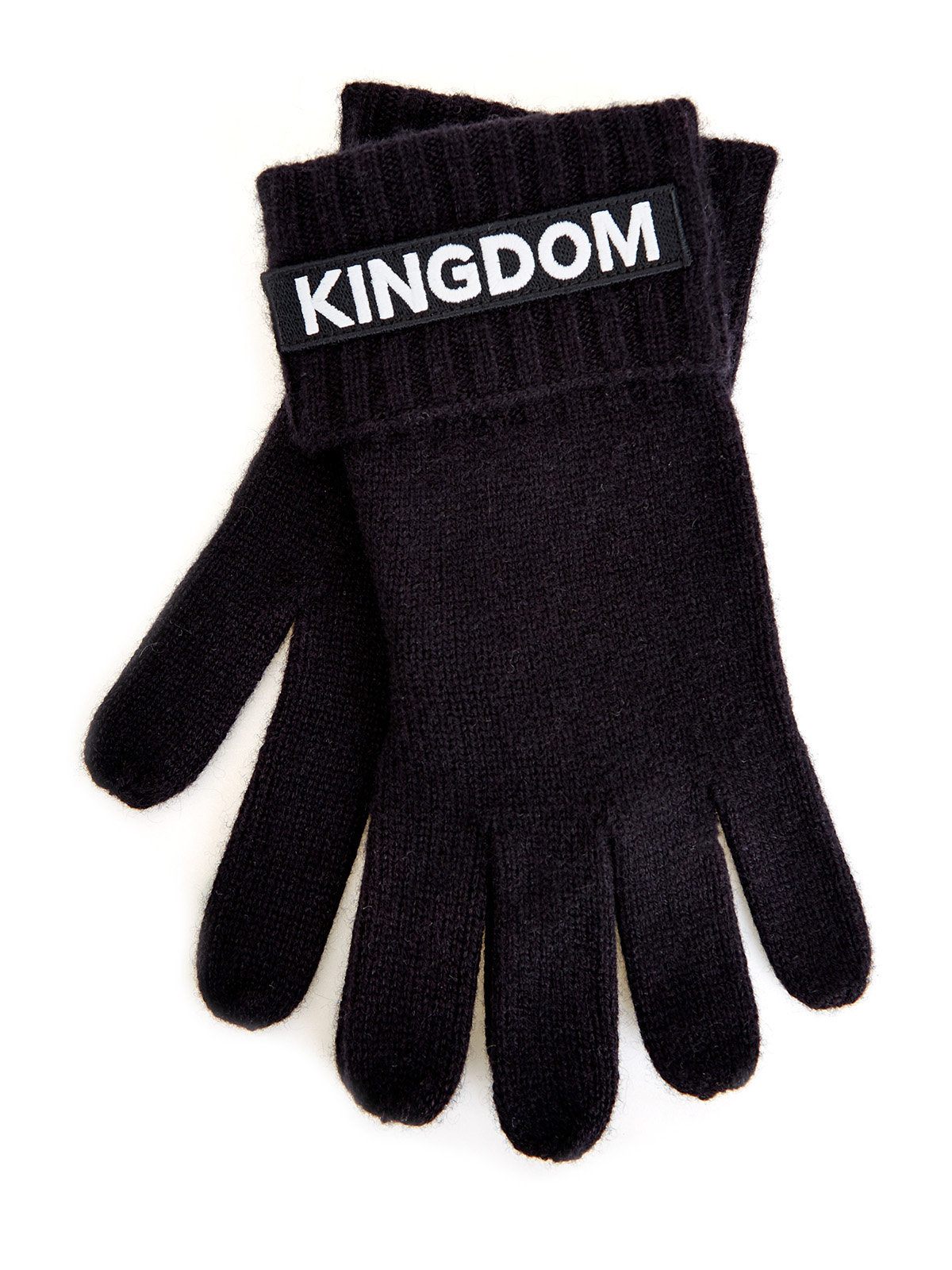 Перчатки из кашемировой пряжи с принтом Kingdom BURBERRY, цвет черный, размер S;M