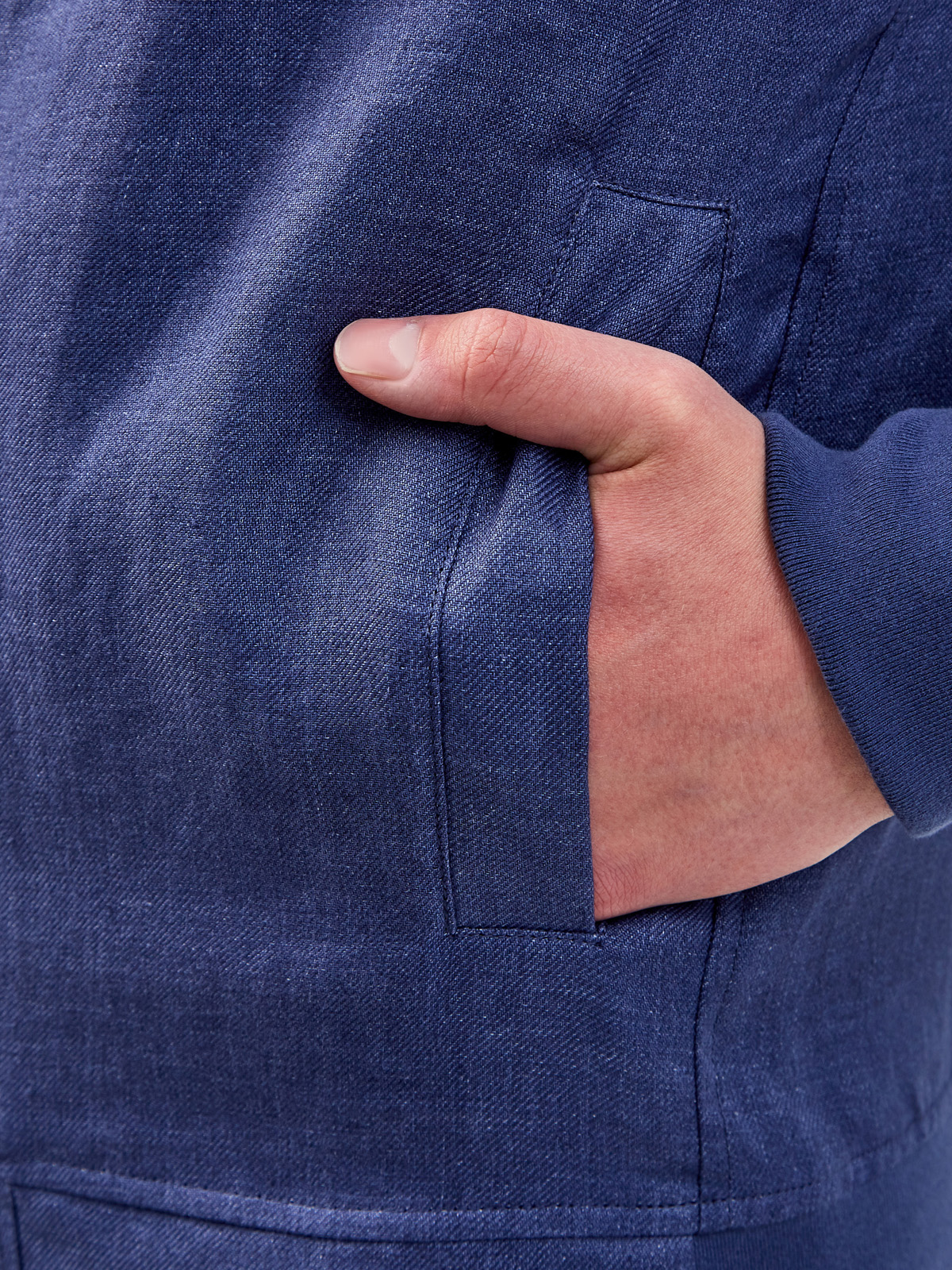 Легкая куртка из льняного твила делаве BRUNELLO CUCINELLI, цвет синий, размер 50;52;54;56;48 - фото 5