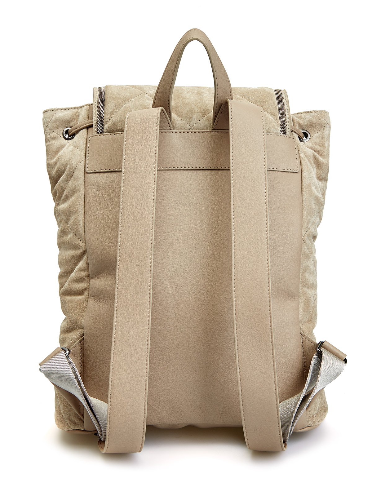 Рюкзак из стеганой замши с отделкой ручной работы BRUNELLO CUCINELLI, цвет бежевый, размер M;XL - фото 4