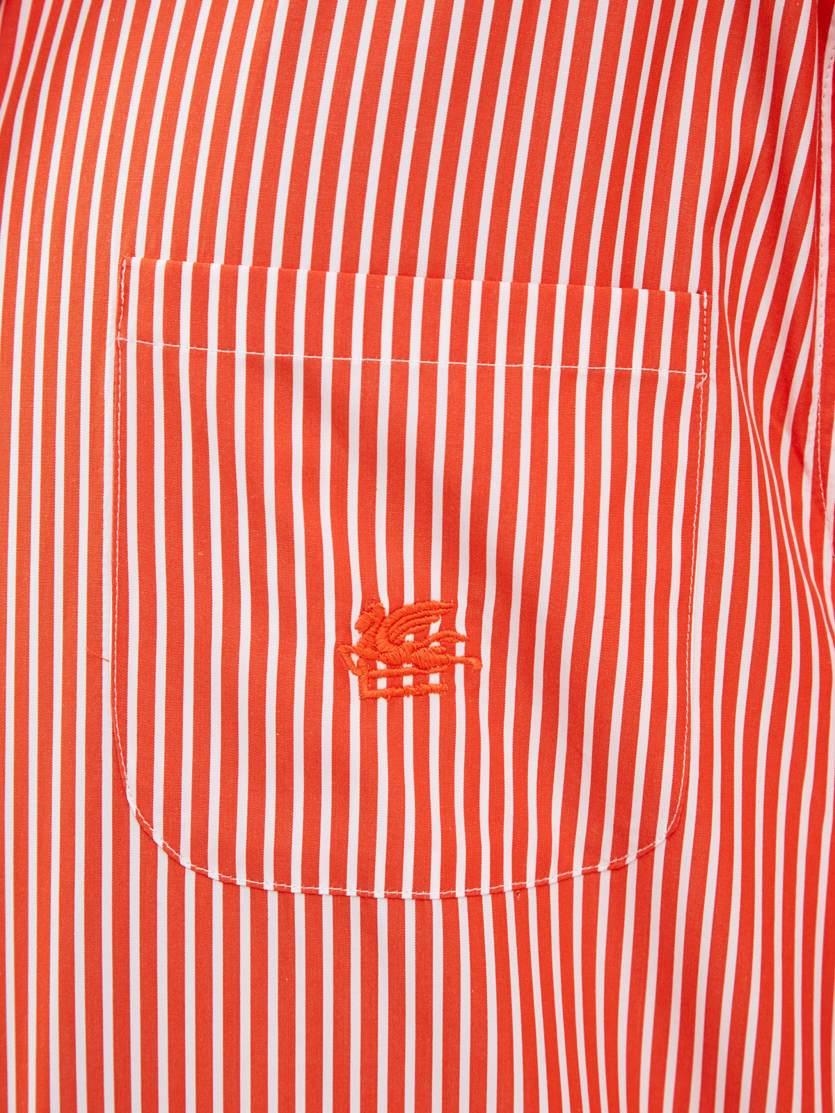 Хлопковая рубашка удлиненного кроя с принтом в полоску ETRO, цвет оранжевый, размер 38;40;42;44 - фото 5