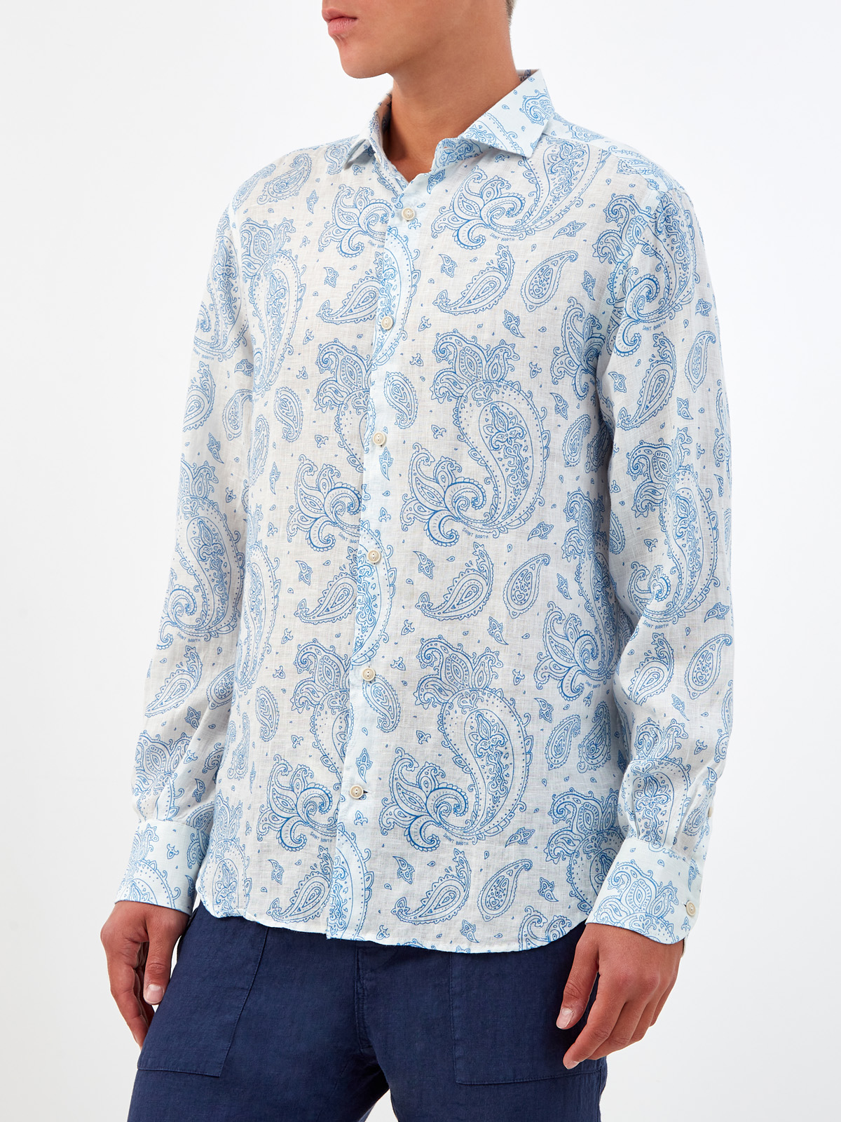 Льняная рубашка Pamplona с принтом пейсли MC2 SAINT BARTH, цвет голубой, размер 46;48;50;56;58 - фото 3