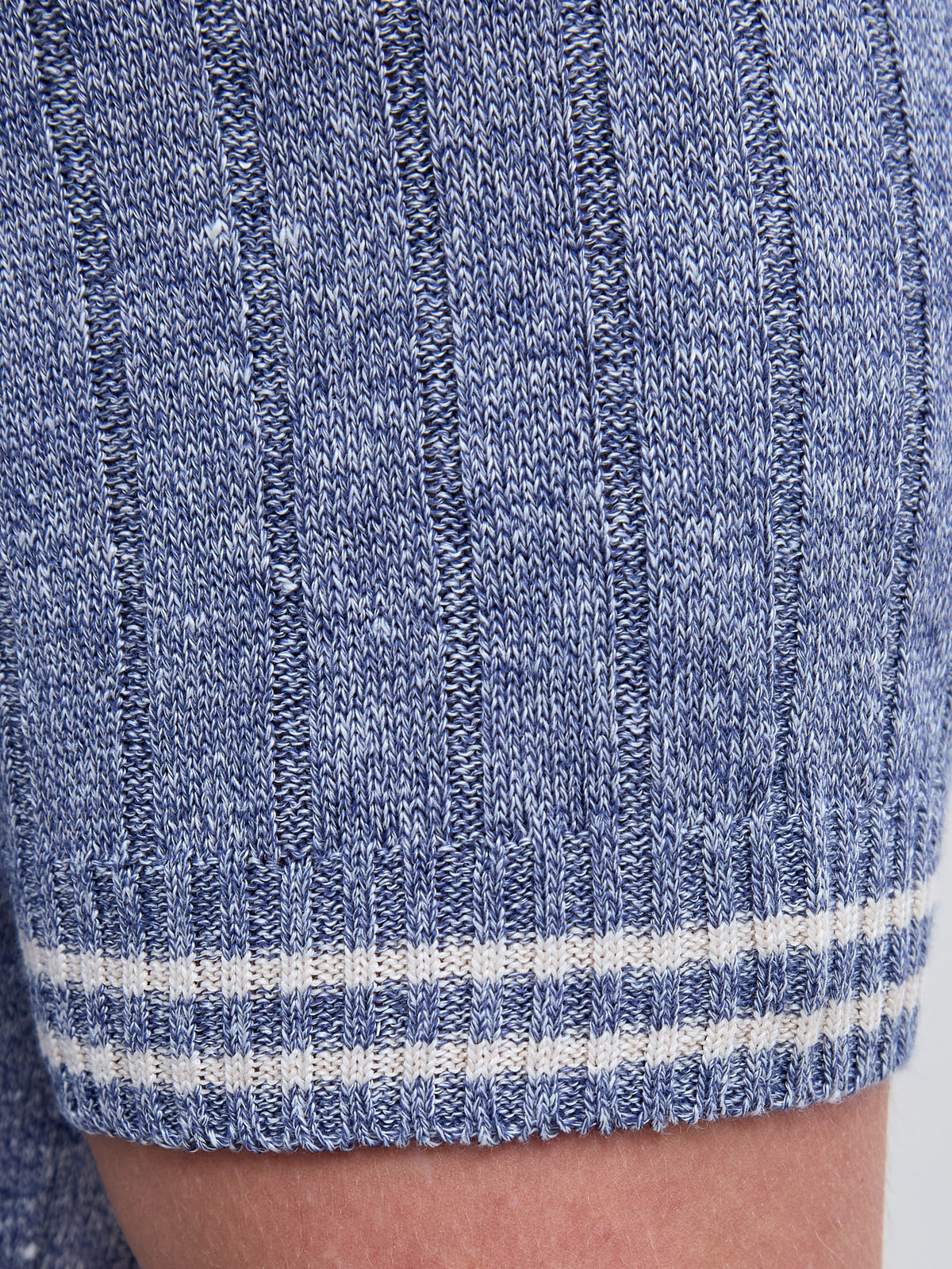 Джемпер из меланжевого льна и хлопка с отделкой в полоску GRAN SASSO, цвет голубой, размер 48;54 - фото 5