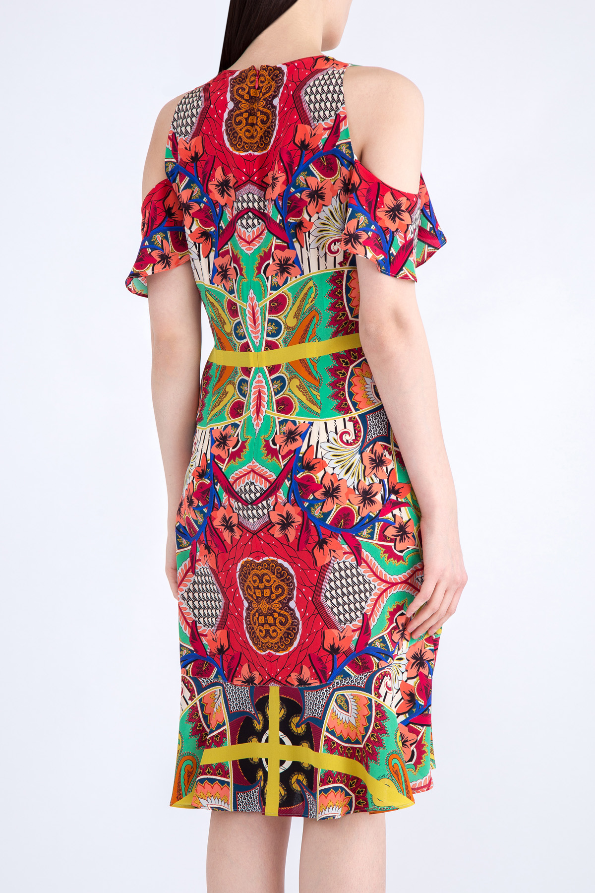 Платье из яркого принтованного шелка с открытыми плечами ETRO, цвет мульти, размер 40;44 - фото 4