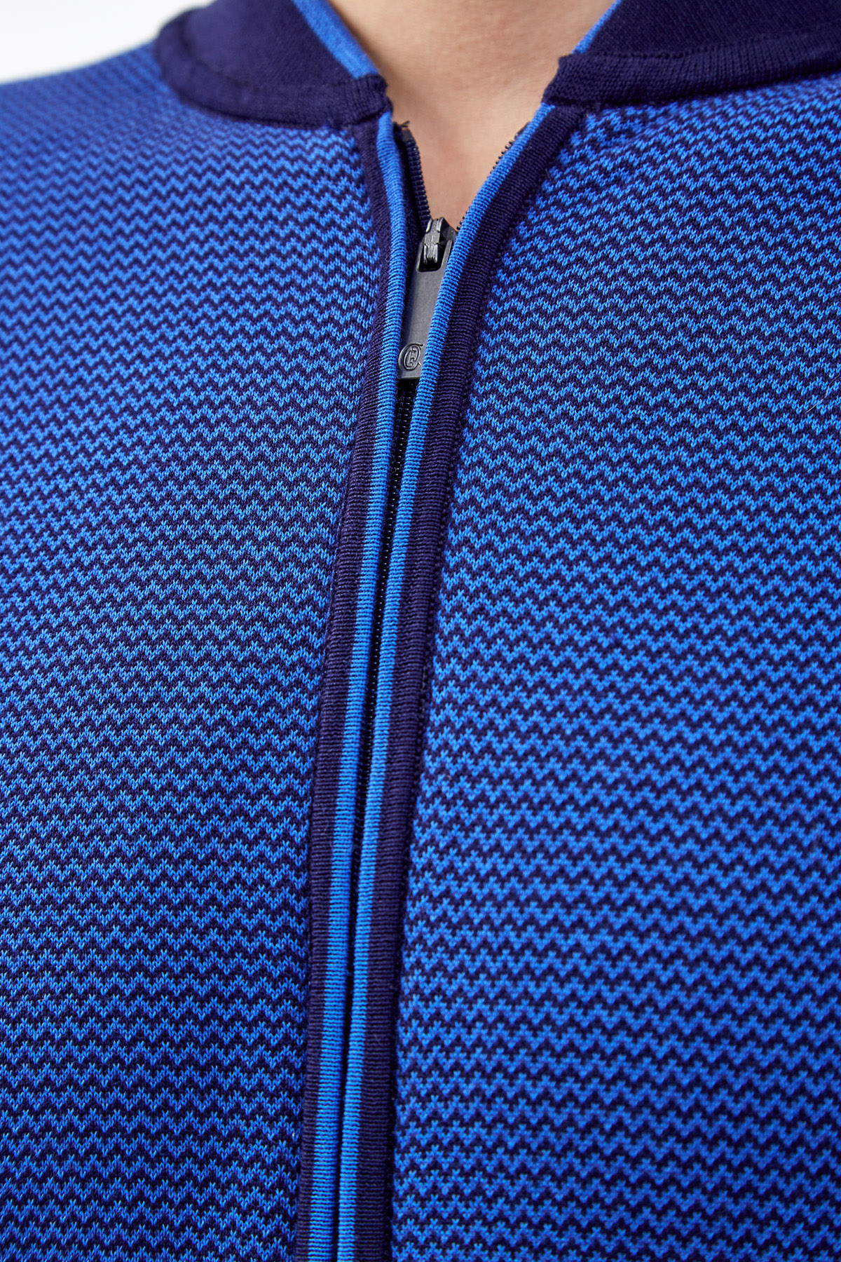 Толстовка-бомбер из тонкой хлопковой пряжи CUDGI, цвет синий, размер XL;L - фото 5