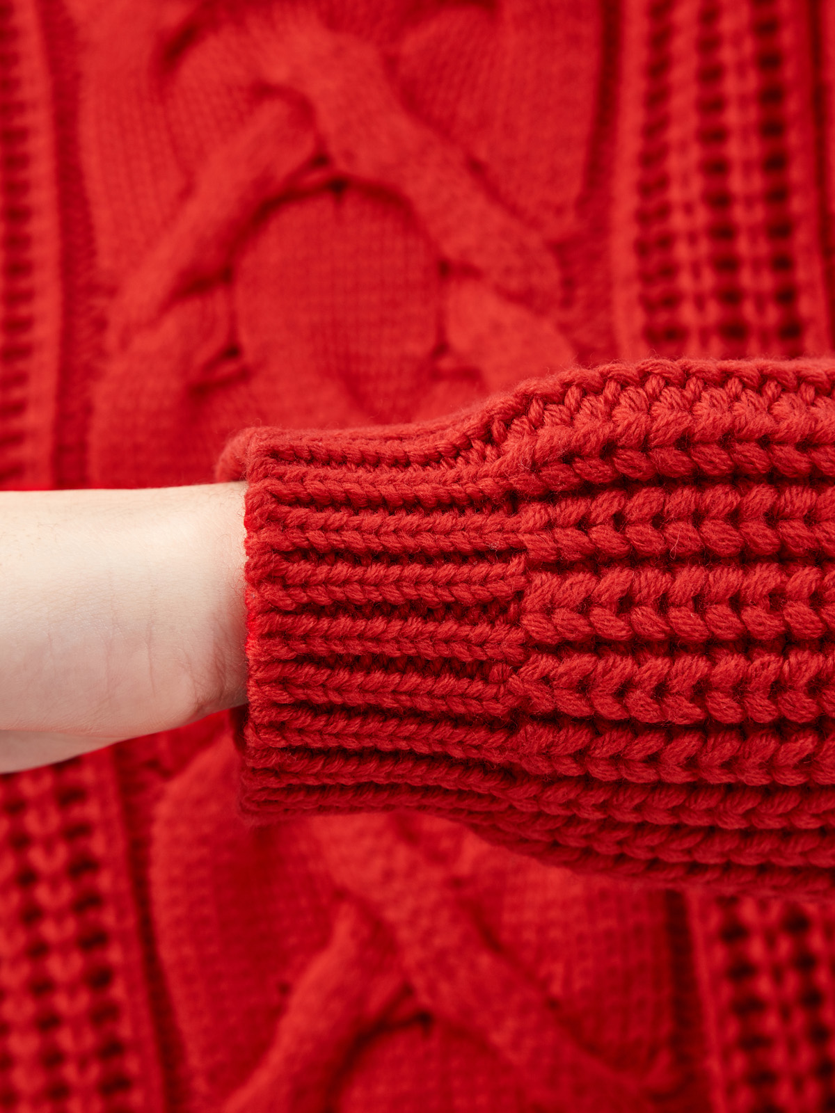 Свитер объемной вязки из шерсти и флиса JACOB COHEN, цвет красный, размер 44 - фото 5