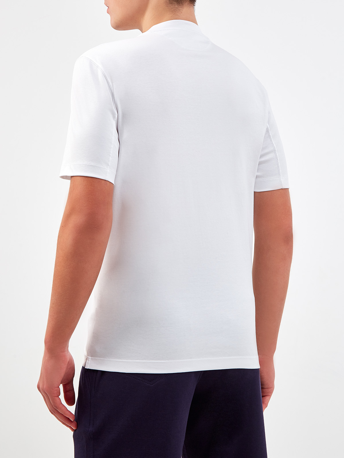 Хлопковая футболка Slim Fit с принтом в тон BRUNELLO CUCINELLI, цвет белый, размер 46;52;54;56 - фото 4