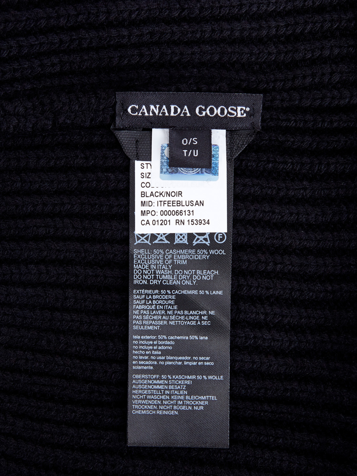 Теплая шапка из шерсти и кашемира с отворотом CANADA GOOSE, цвет черный, размер 40 - фото 4