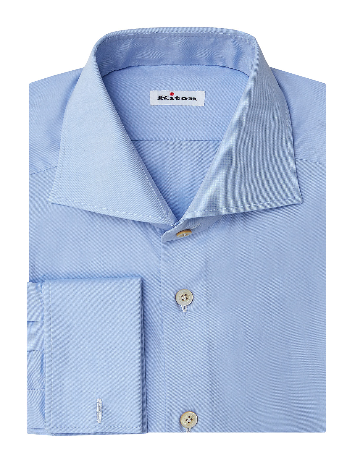 Классическая рубашка из тонкого хлопка с воротом акула KITON, цвет голубой, размер 48