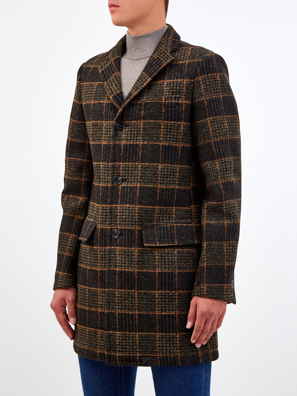 Пальто классического кроя из шерсти в крупную клетку CUDGI, цвет коричневый, размер 48;50;52;54 - фото 3