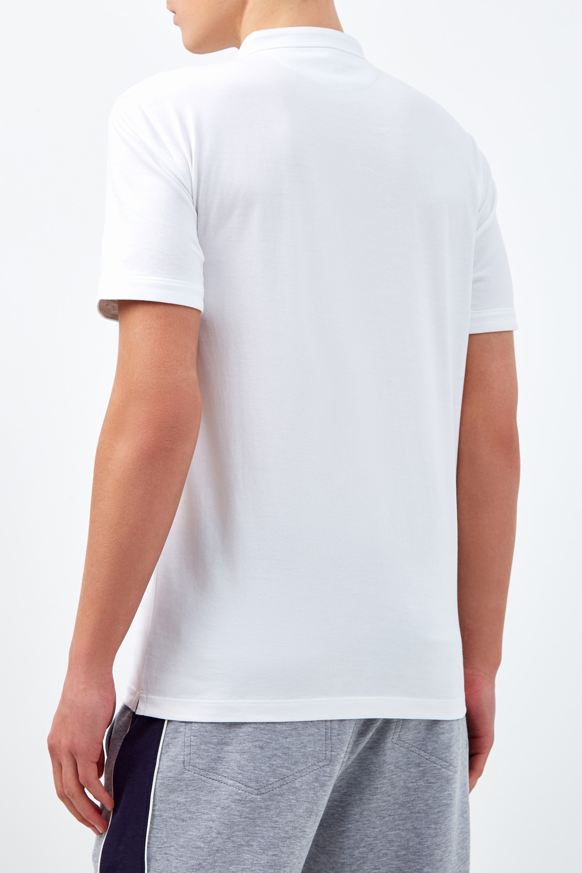 Белая футболка из хлопка с воротом хенли BRUNELLO CUCINELLI, цвет белый, размер 54;56;48 - фото 4