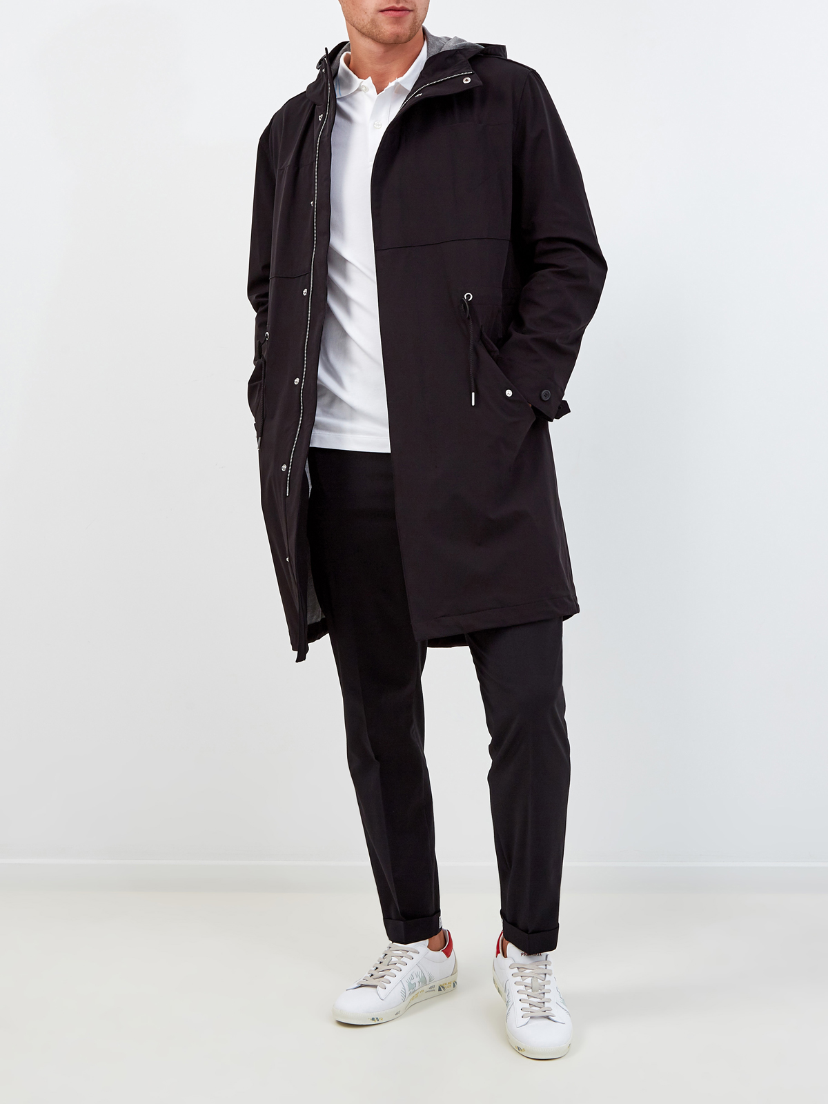 Удлиненная куртка с капюшоном и аппликацией на спинке BIKKEMBERGS, цвет черный, размер M;L;XL - фото 2