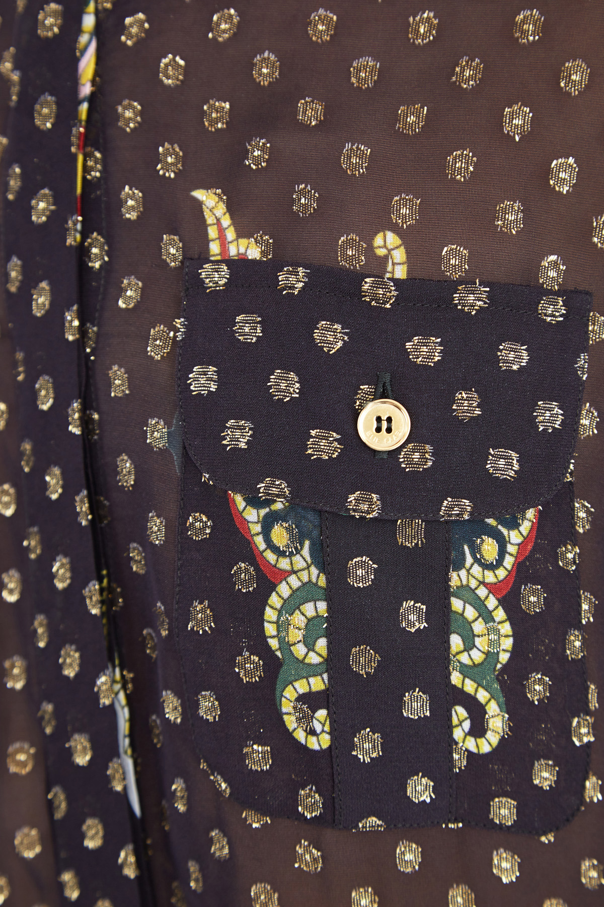 Удлиненная блузка из полупрозрачной ткани с фактурным узором в горох ELIE SAAB, цвет черный, размер 40 - фото 5