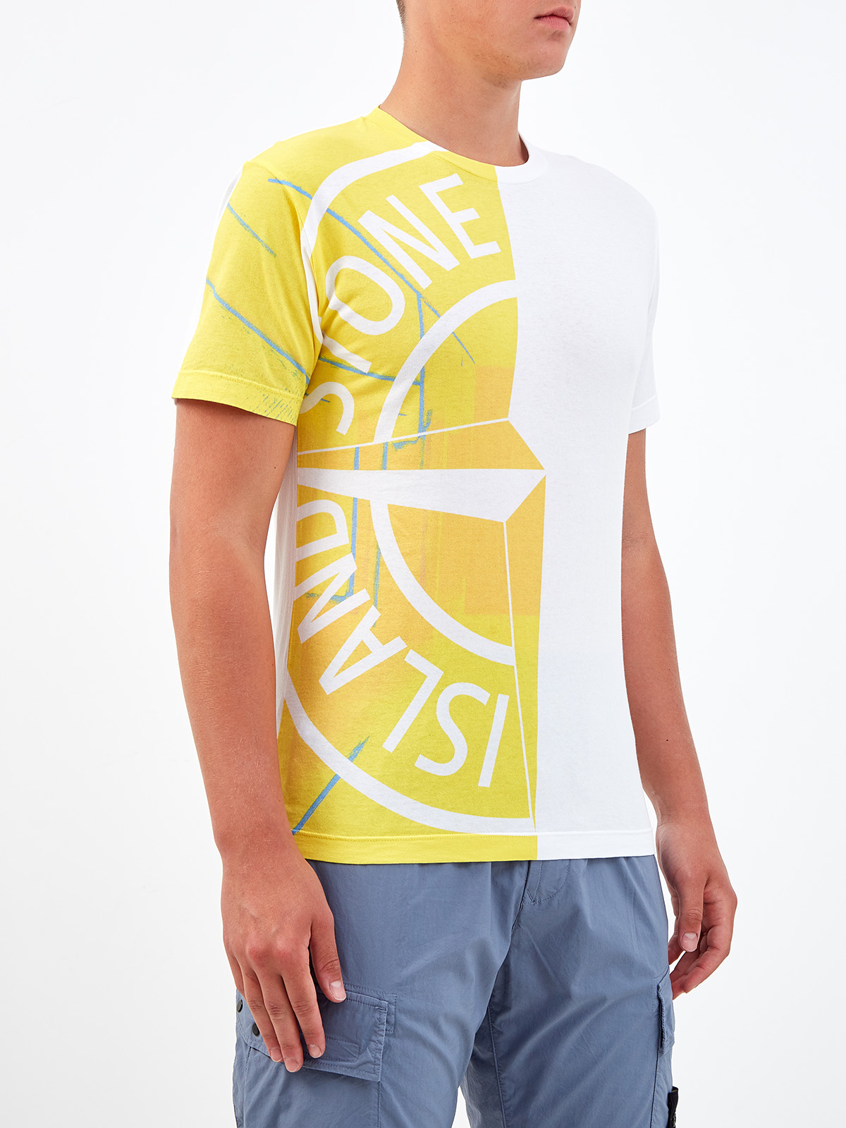 Хлопковая футболка с динамичным макро-принтом STONE ISLAND, цвет белый, размер S;M;L;XL;2XL;3XL - фото 3