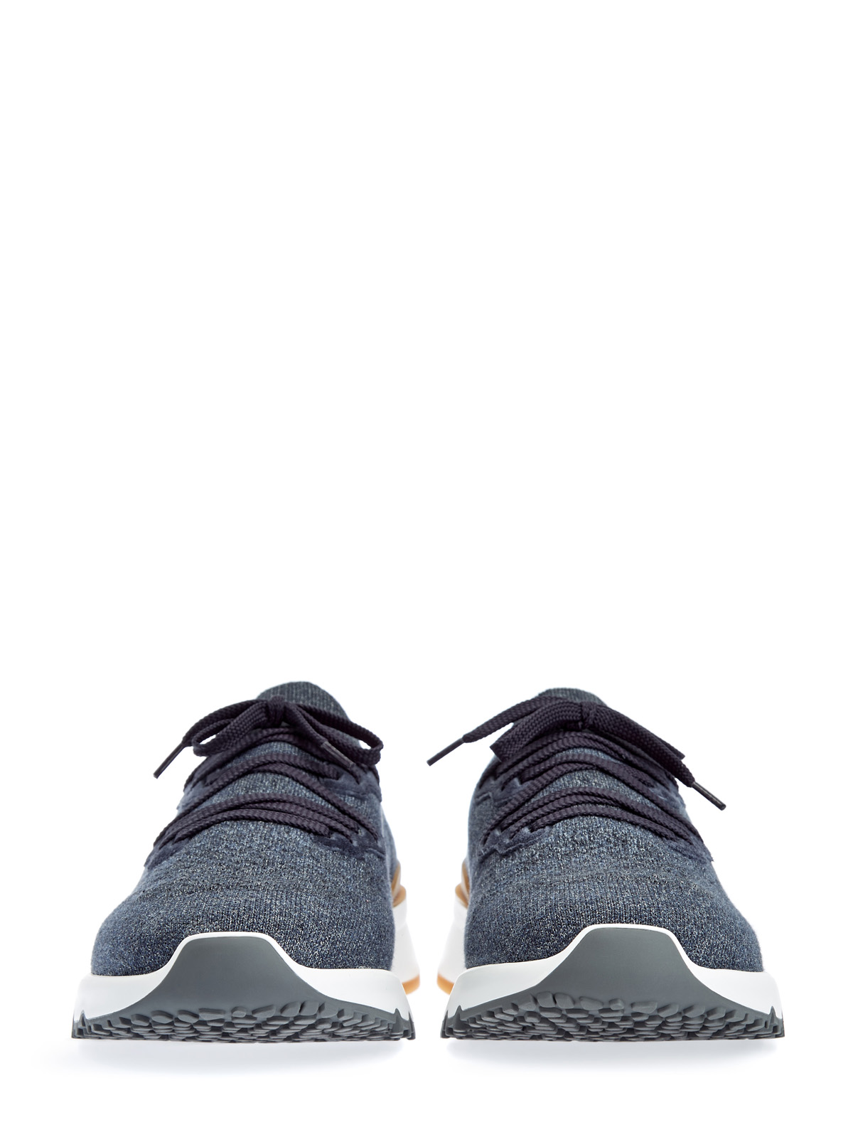 Легкие кроссовки из хлопкового узорчатого трикотажа BRUNELLO CUCINELLI, цвет синий, размер 40;42;43;44 - фото 6