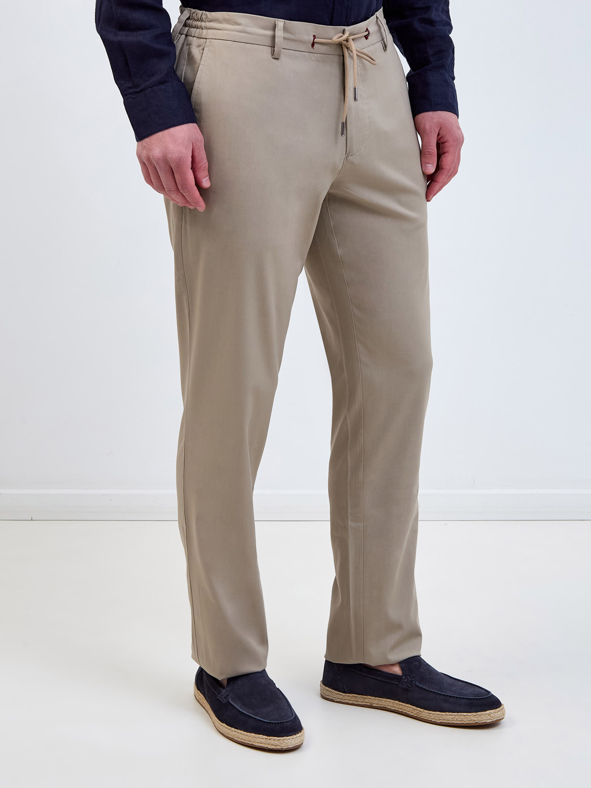Хлопковые брюки с поясом на кулиске и эластичными вставками CUDGI, размер 48;50;52;54;58;60 - фото 3