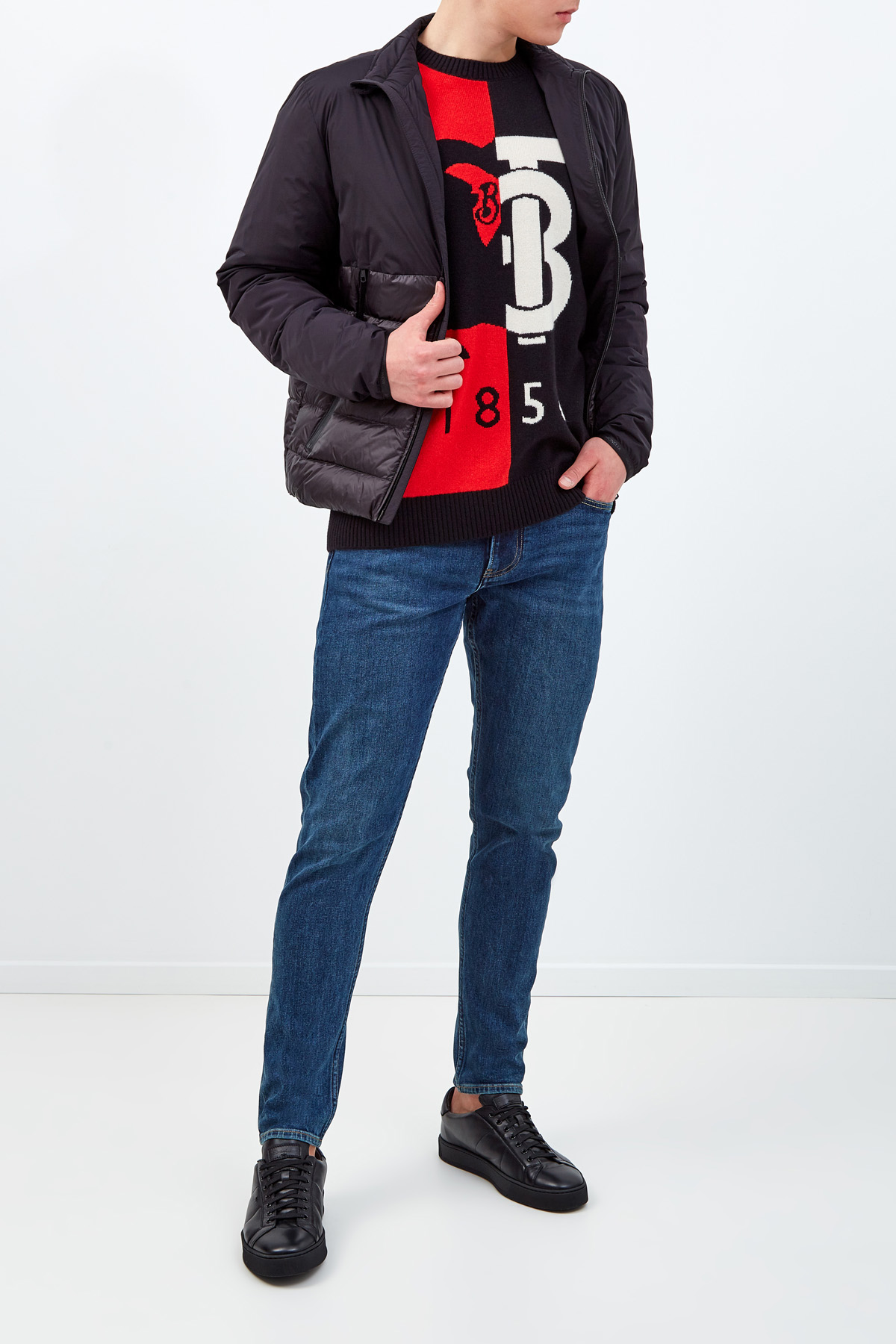 Кашемировый джемпер с макро-логотипом BURBERRY, цвет мульти, размер XL;M - фото 2
