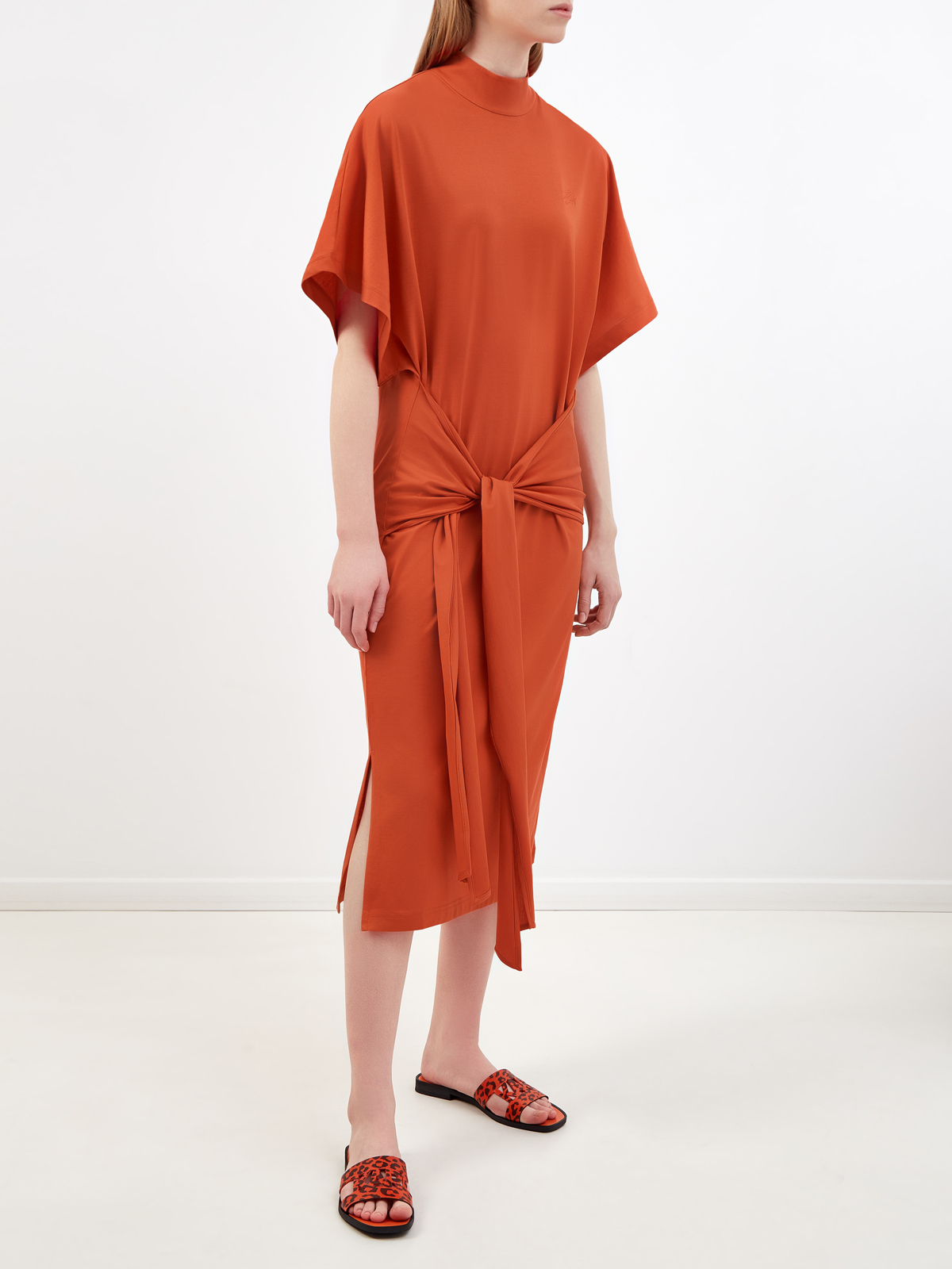 Платье-миди из джерси с поясом на запах KARL LAGERFELD, цвет оранжевый, размер S;M;L;XS - фото 3
