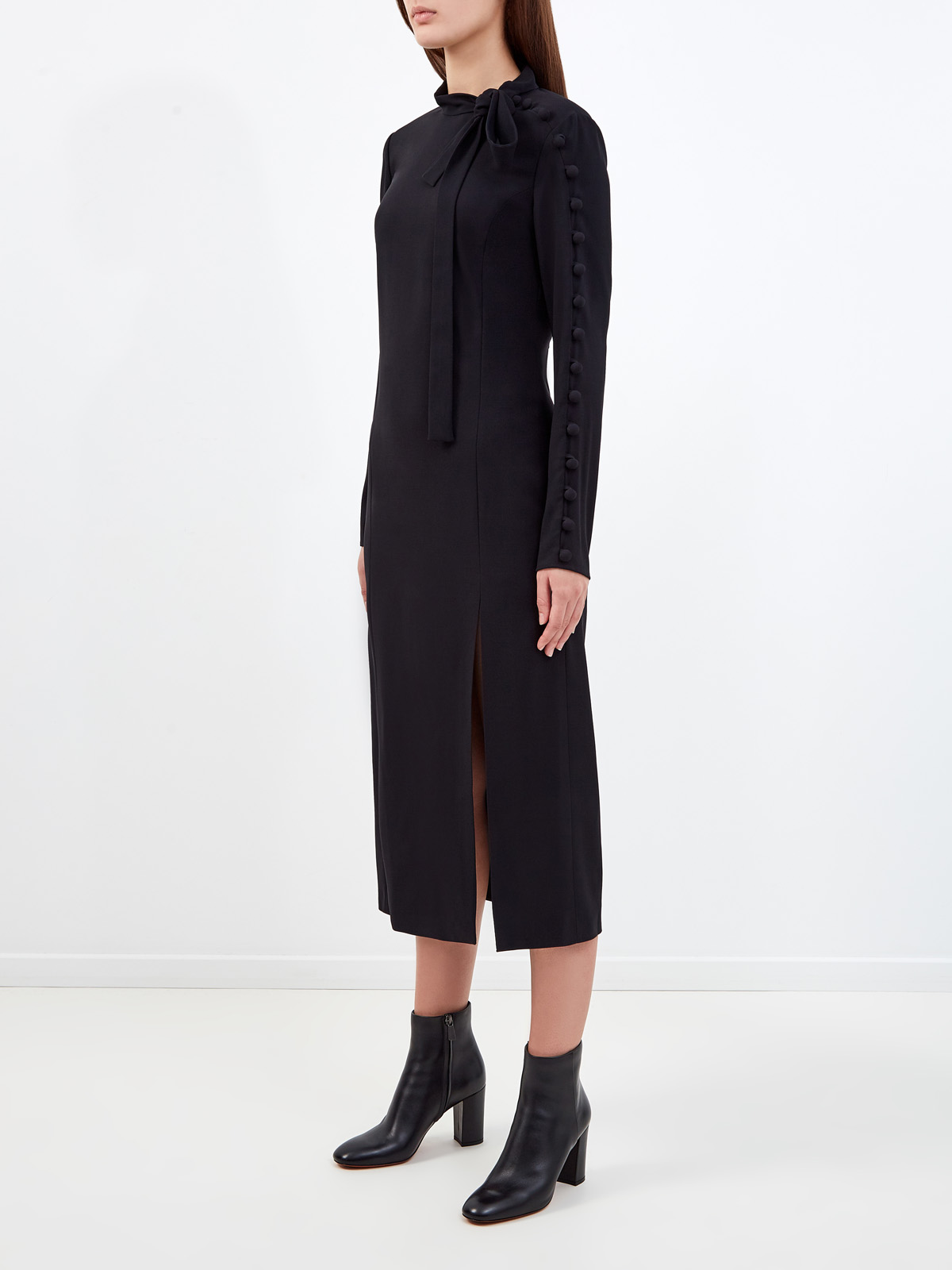 Облегающее платье из матового креп-сатина REDVALENTINO, цвет черный, размер XL;M - фото 3
