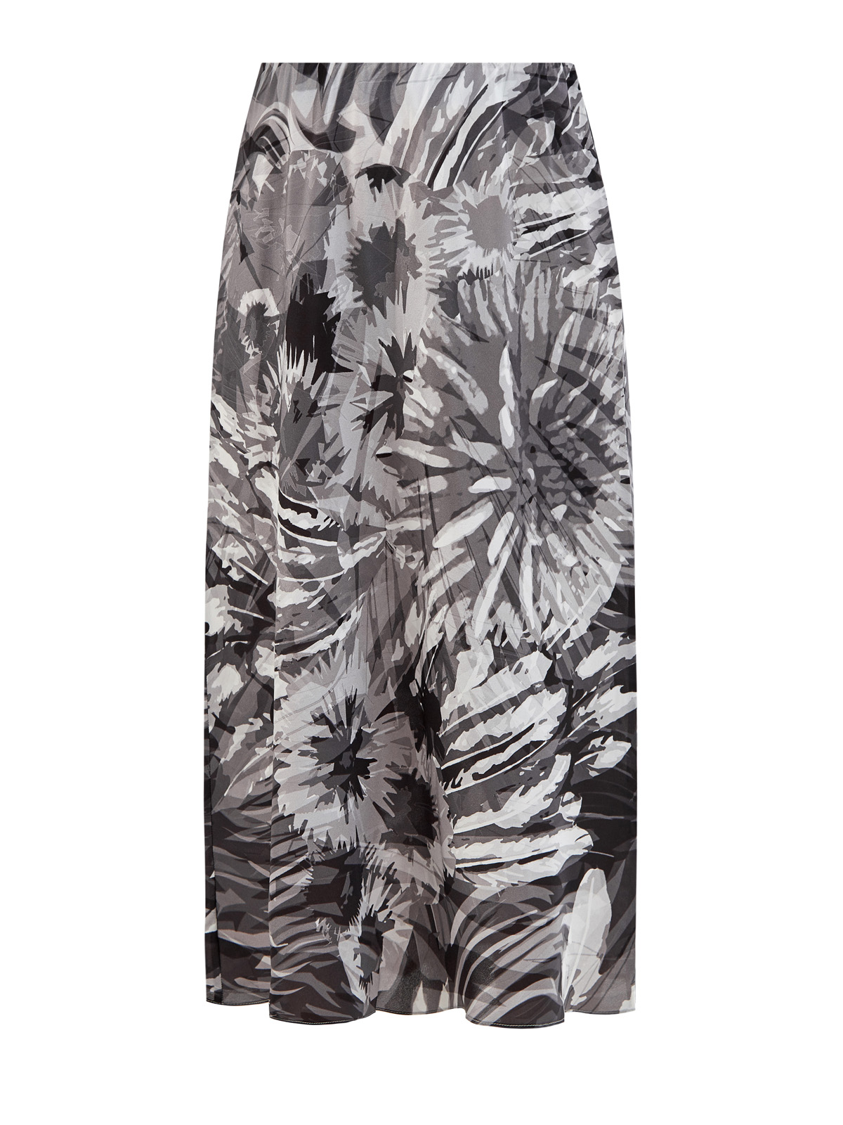 Струящаяся юбка-миди из шелка с принтом RE VERA, цвет серый, размер 46;48;44 - фото 1