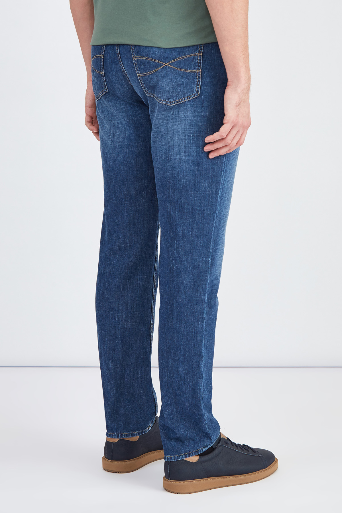 Прямые джинсы из японского денима с выбеленным эффектом BRUNELLO CUCINELLI, цвет синий, размер 56 - фото 4